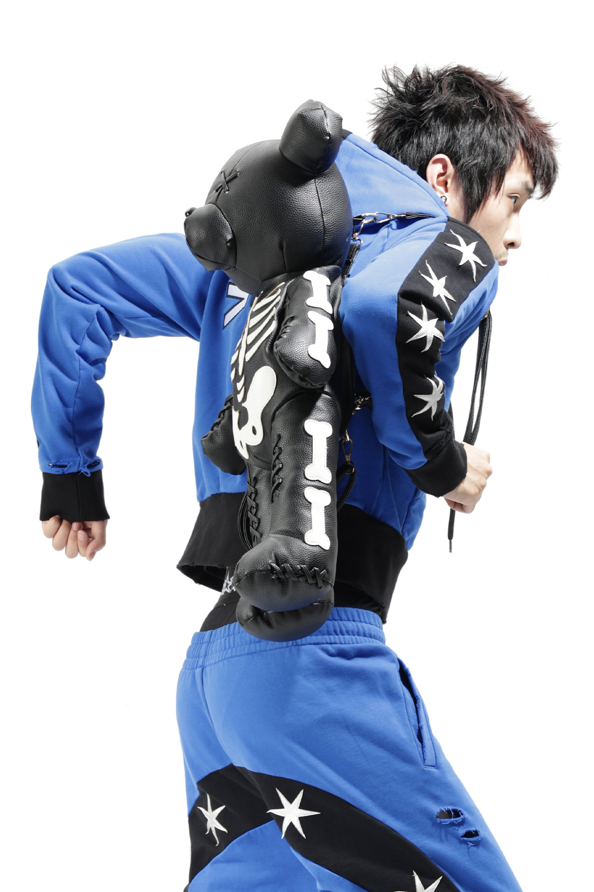 VANGUARDIA Contrast Star Graphic Slim Cropped Hooded Jacket