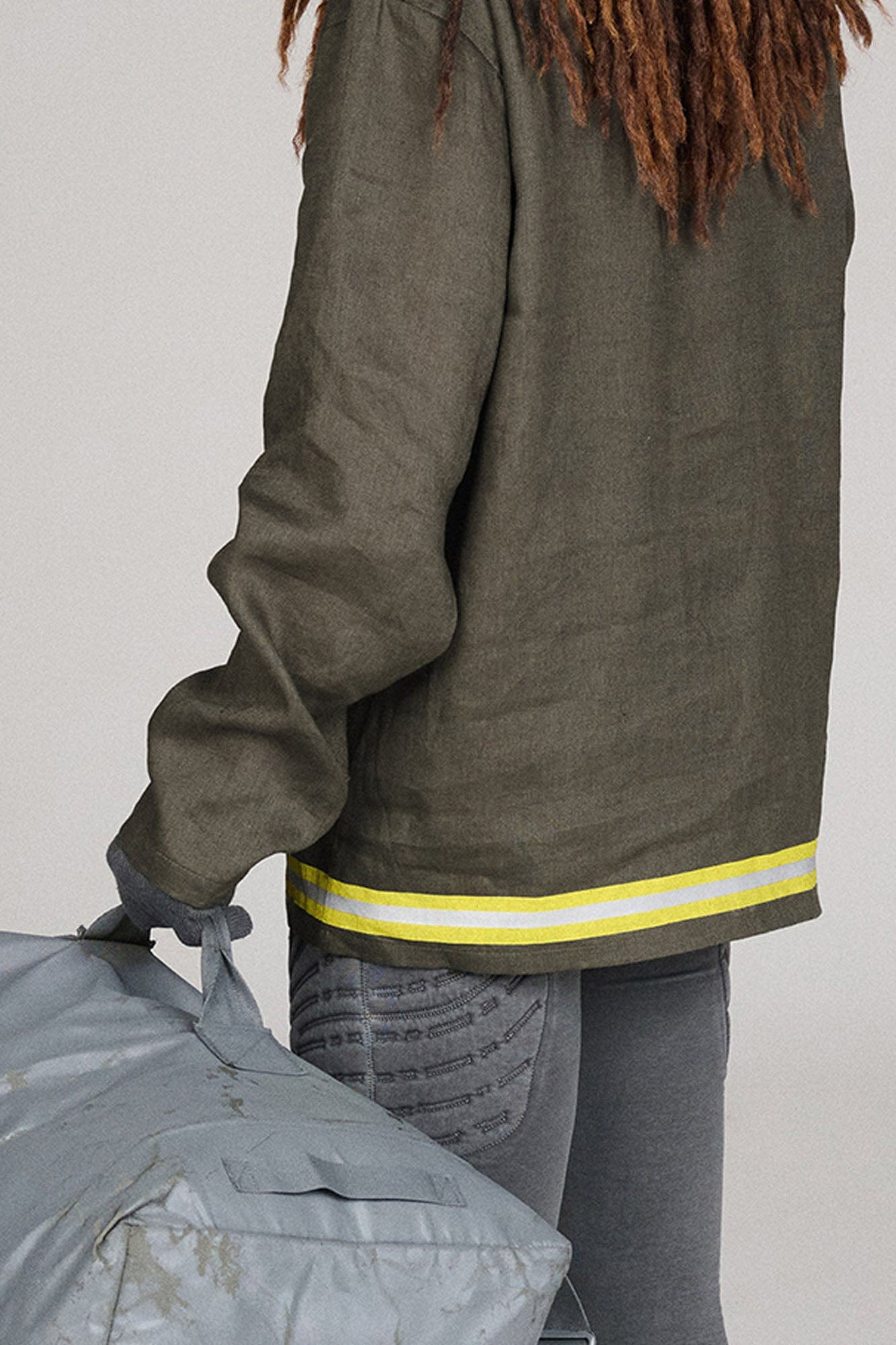 URBAN+FOREST Linen Reflective Trim Long-Sleeve Polo, premium urban and streetwear designers apparel on PROJECTISR.com, URBAN+FOREST