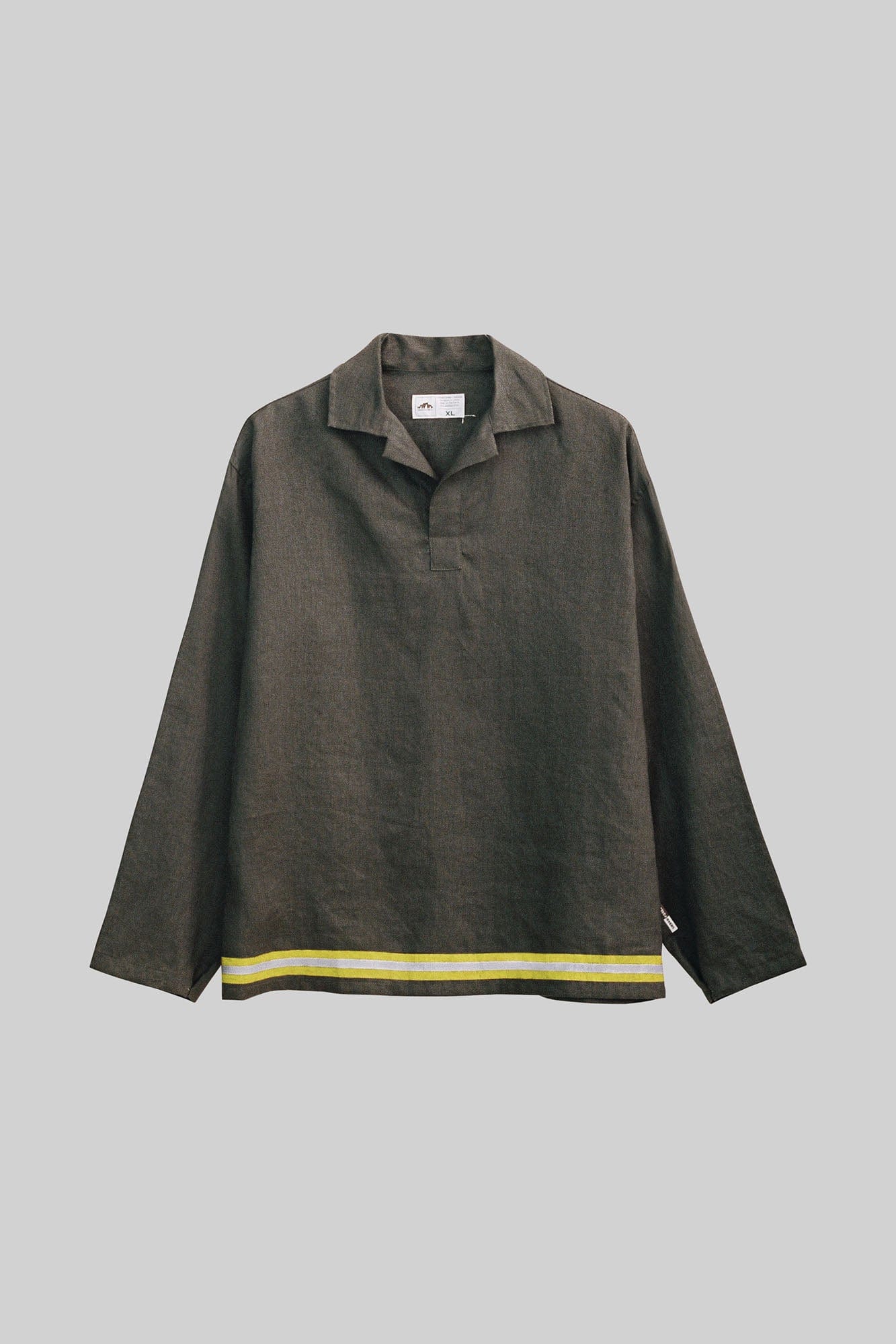 URBAN+FOREST Linen Reflective Trim Long-Sleeve Polo, premium urban and streetwear designers apparel on PROJECTISR.com, URBAN+FOREST