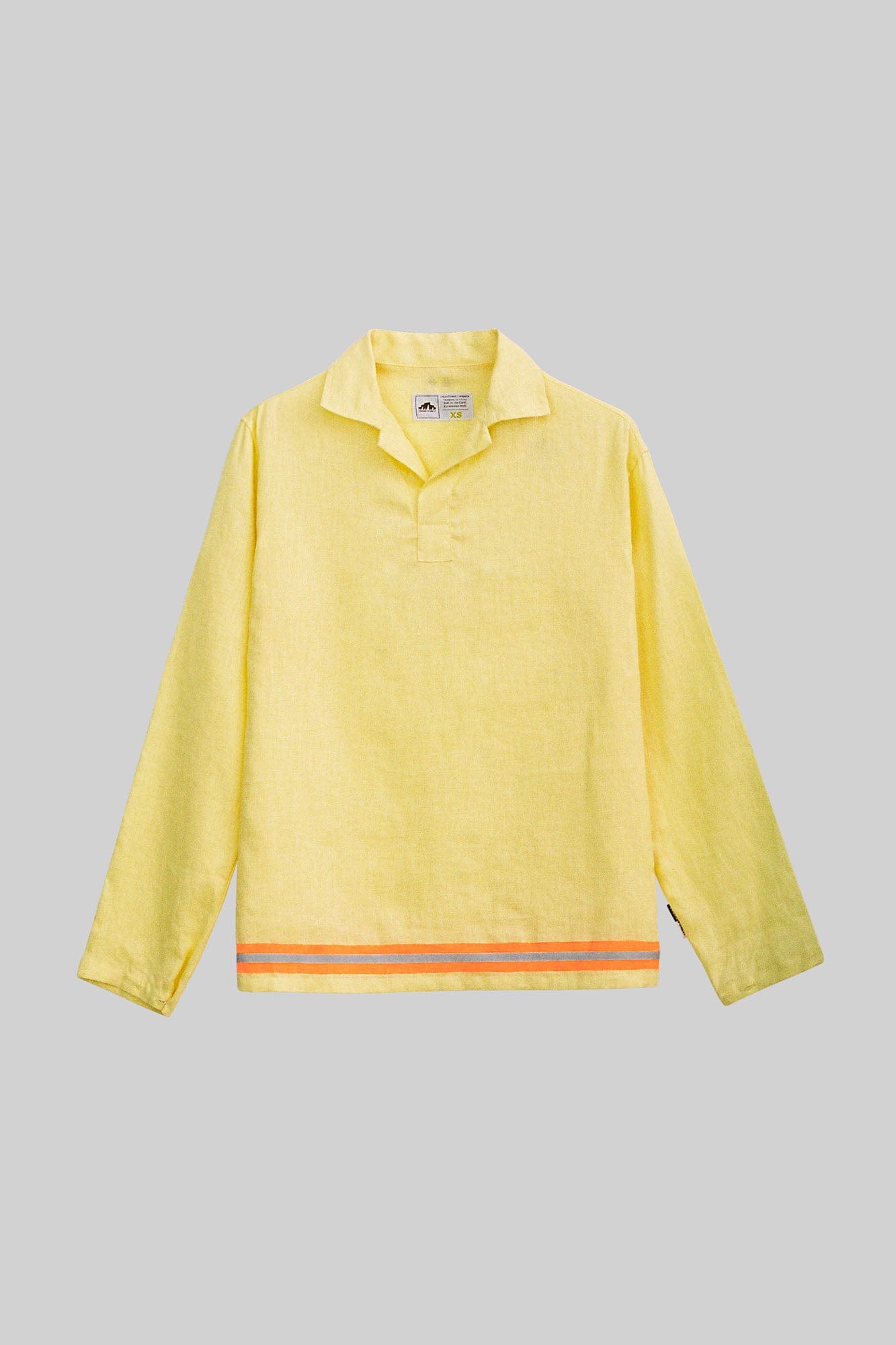 URBAN+FOREST Linen Reflective Trim Long-Sleeve Polo, premium urban and streetwear designers apparel on PROJECTISR.com, URBAN+FOREST