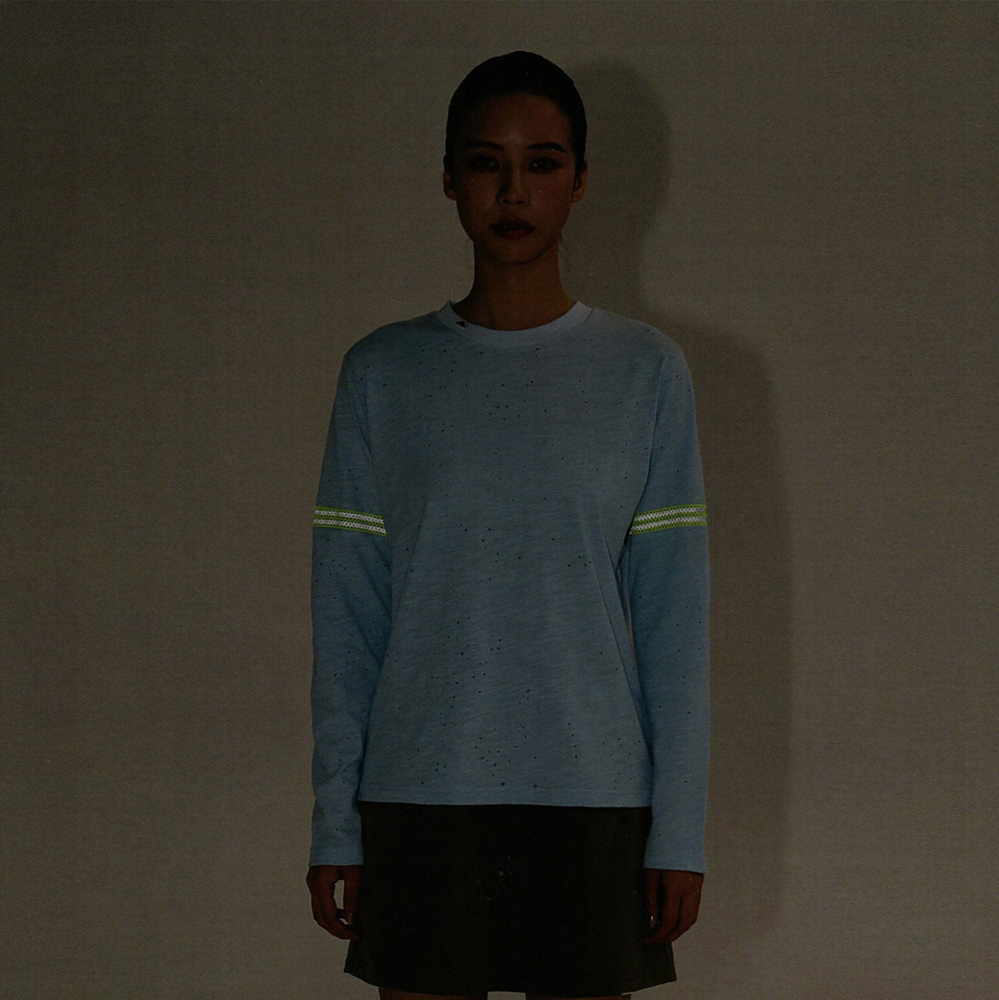 URBAN+FOREST Speckled Reflective Stripe Long-Sleeve Tee, premium urban and streetwear designers apparel on PROJECTISR.com, URBAN+FOREST