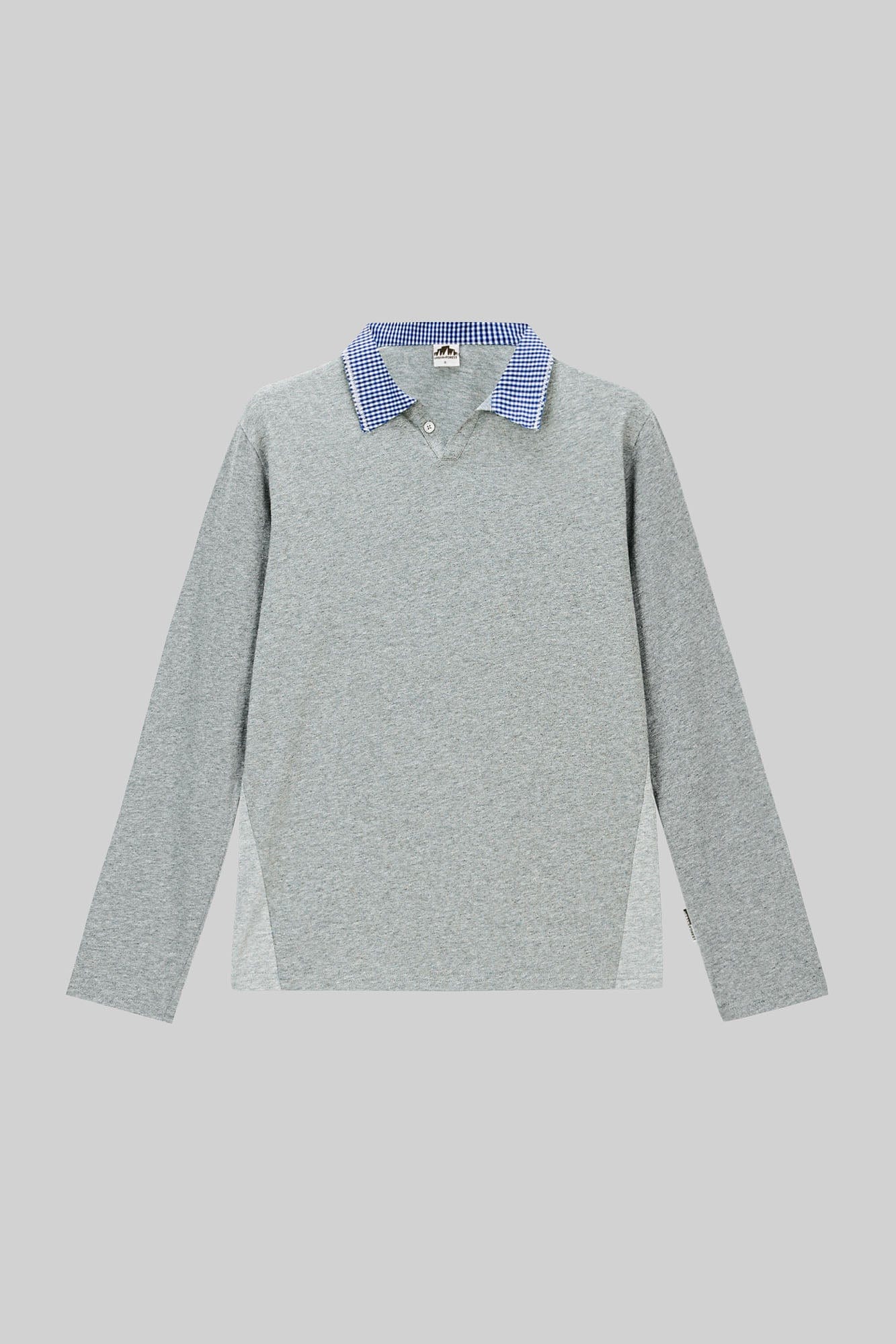 URBAN+FOREST Checks Collar Panel Long-Sleeve Polo, premium urban and streetwear designers apparel on PROJECTISR.com, URBAN+FOREST