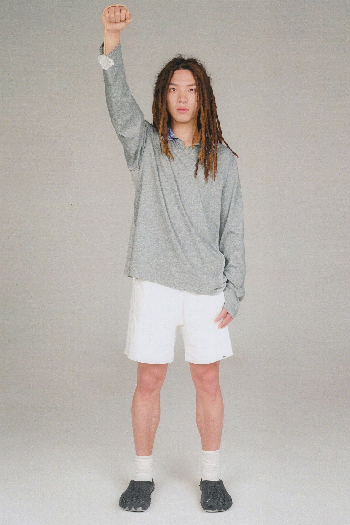 URBAN+FOREST Checks Collar Panel Long-Sleeve Polo, premium urban and streetwear designers apparel on PROJECTISR.com, URBAN+FOREST