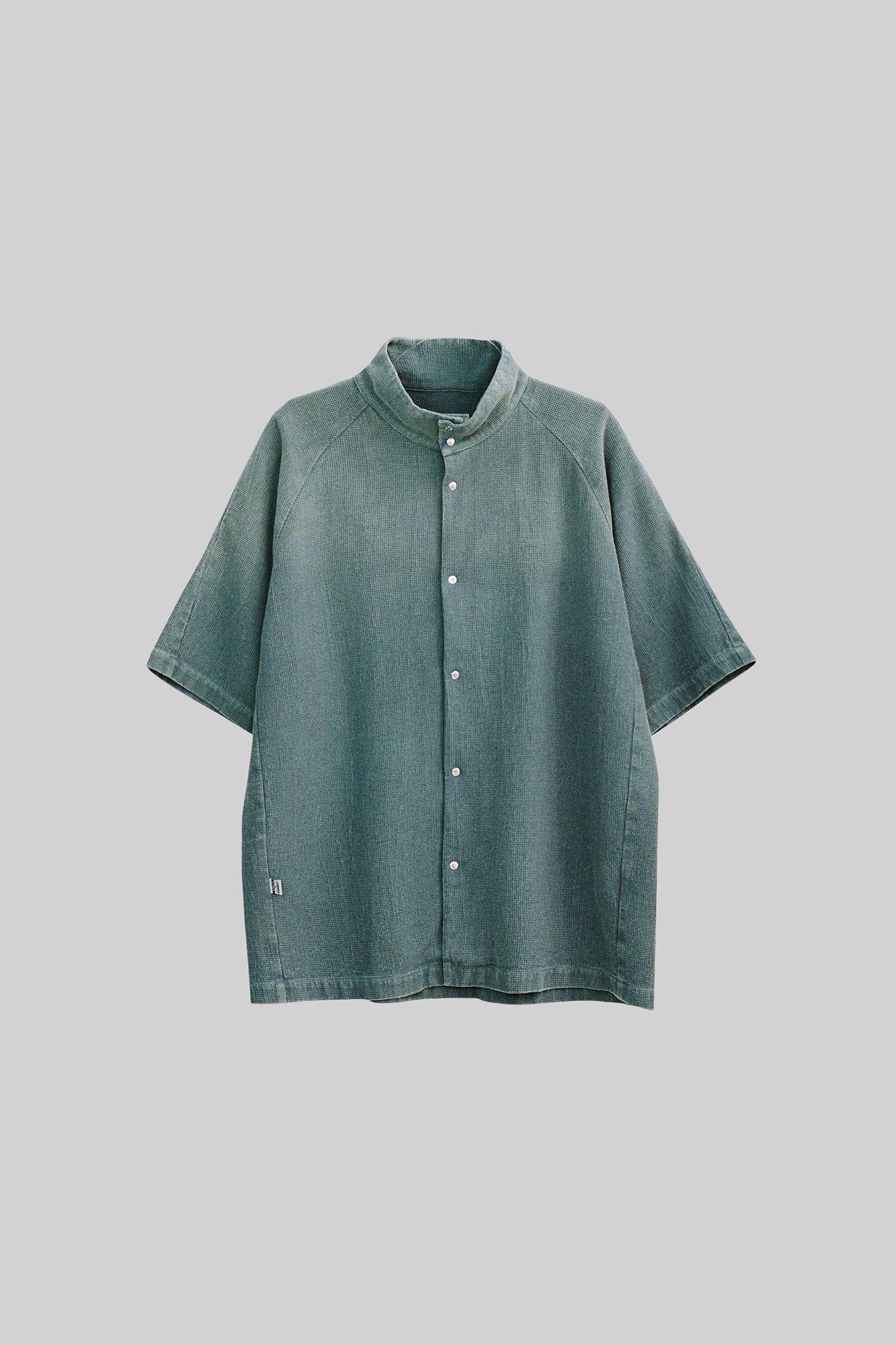 URBAN+FOREST Washed Waffle Stand Collar Half Shirt, premium urban and streetwear designers apparel on PROJECTISR.com, URBAN+FOREST