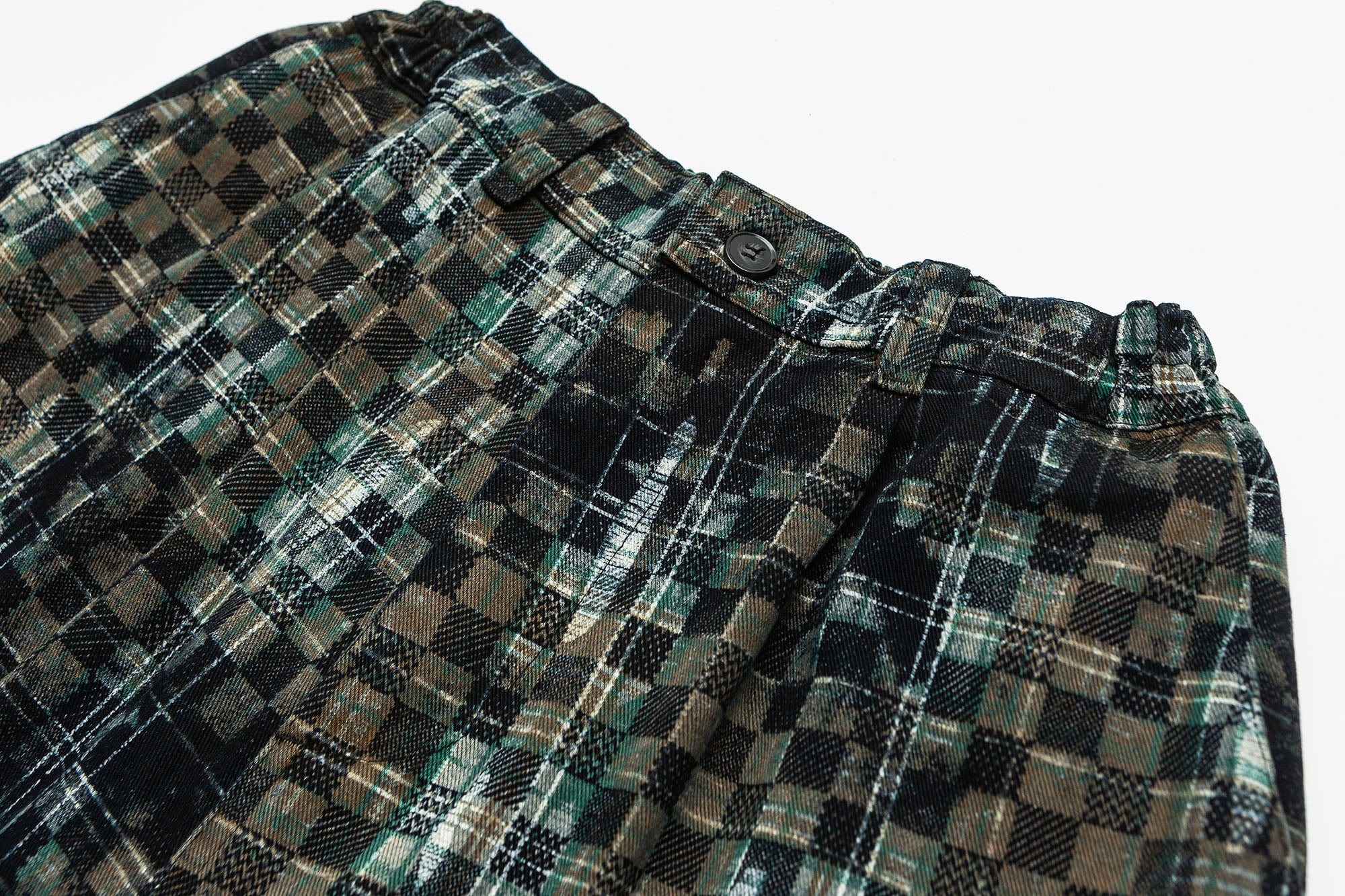 ME DA IGUAL Tie-Dye Washed Camo Checks Elastic Pants, premium urban and streetwear designers apparel on PROJECTISR.com, ME DA IGUAL