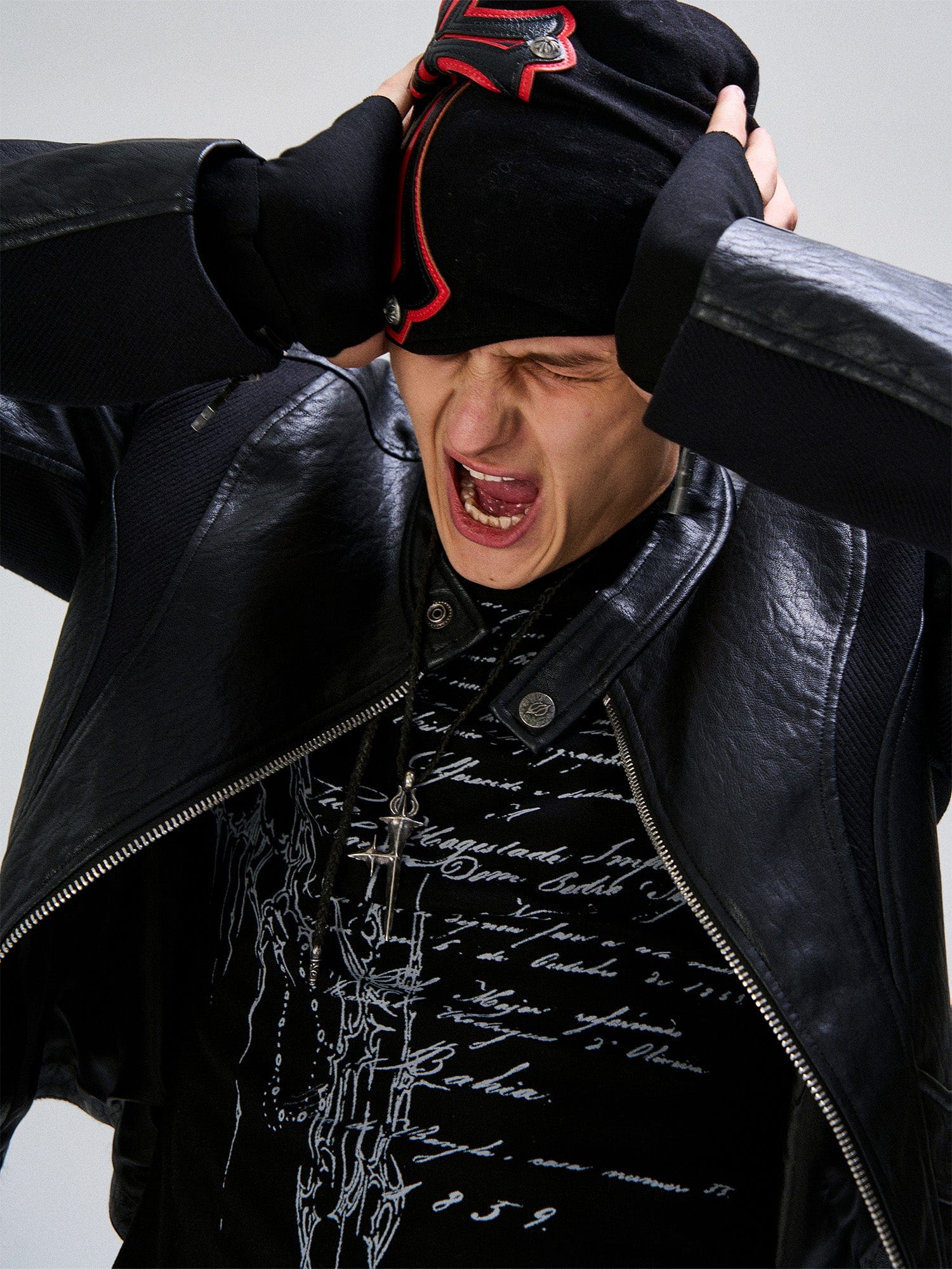 FLYERRER Structured Panel Faux Leather Biker Jacket, premium urban and streetwear designers apparel on PROJECTISR.com, FLYERRER