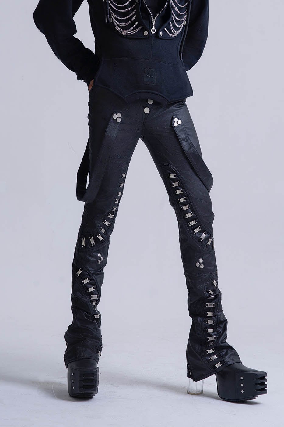 INSIDE OUT Exoskeleton Strapped Zipper Pants, premium urban and streetwear designers apparel on PROJECTISR.com, INSIDE OUT