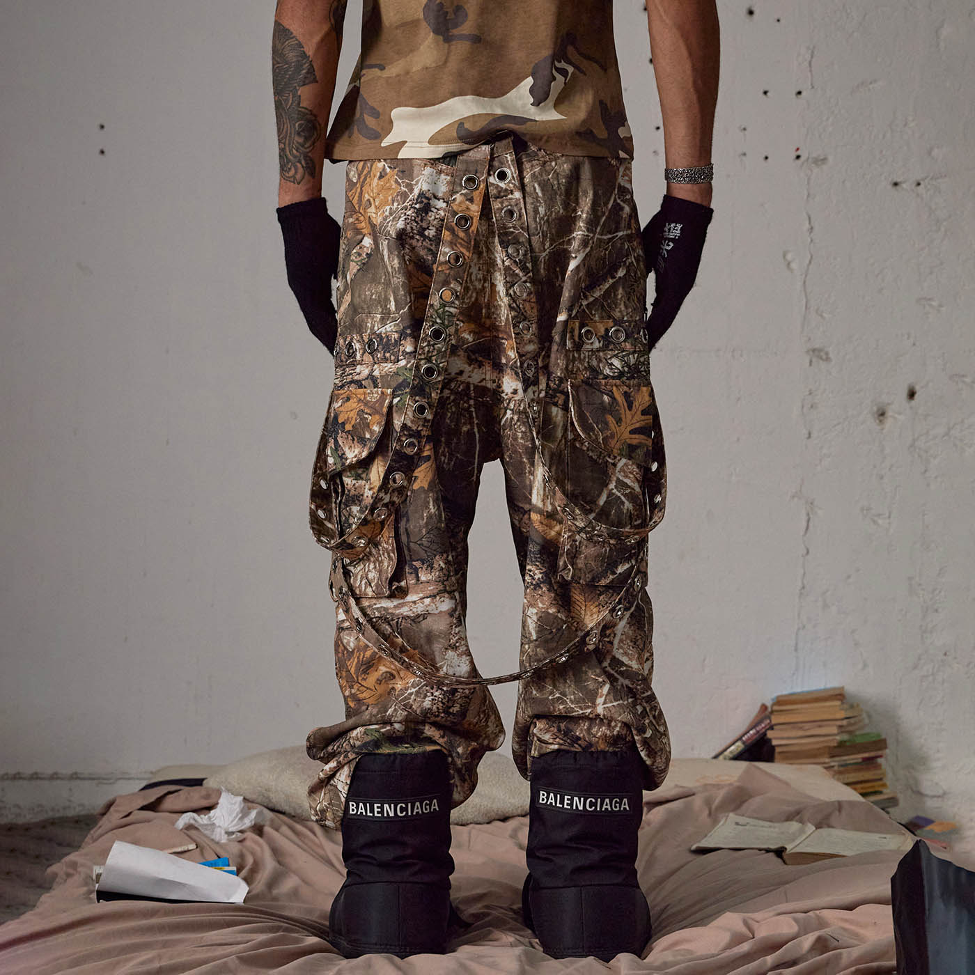 DND4DES Camo Detachable Strapped Cargo Pants, premium urban and streetwear designers apparel on PROJECTISR.com, DND4DES