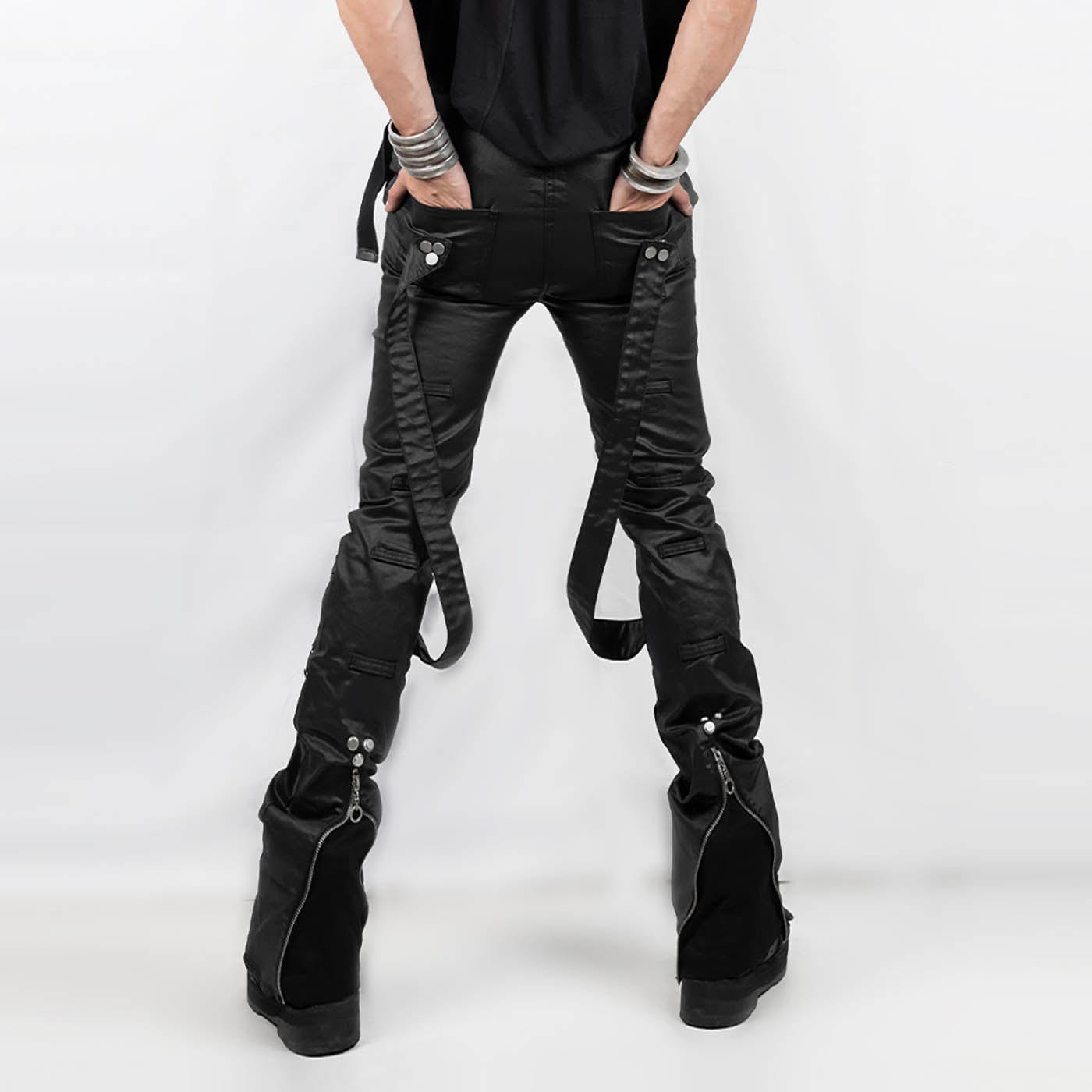 INSIDE OUT Exoskeleton Strapped Zipper Pants, premium urban and streetwear designers apparel on PROJECTISR.com, INSIDE OUT