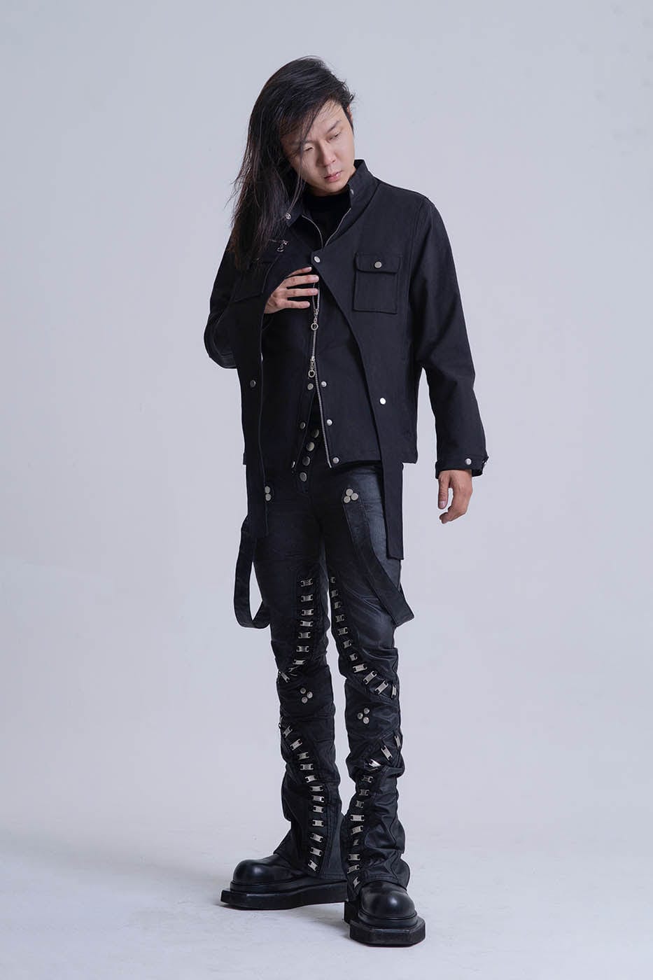 INSIDE OUT Exoskeleton Strapped Zipper Pants, premium urban and streetwear designers apparel on PROJECTISR.com, INSIDE OUT