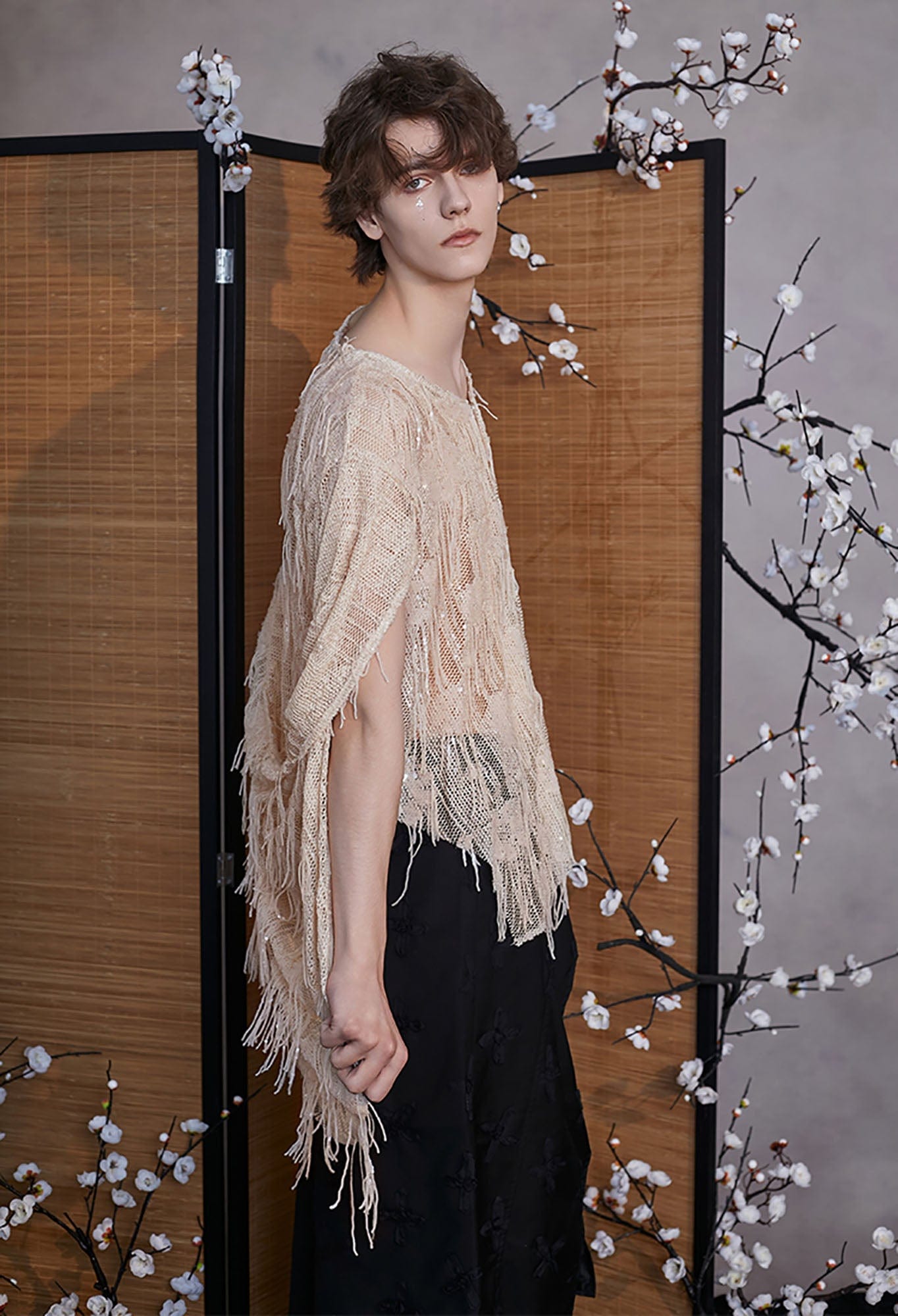 JIECHI Fringed Sequin Embroidered Hooded Poncho, premium urban and streetwear designers apparel on PROJECTISR.com, JIECHI
