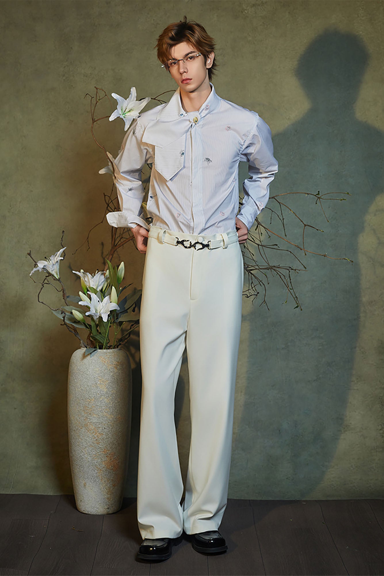 JIECHI Essential Chain-Belt Straight-Leg Trousers, premium urban and streetwear designers apparel on PROJECTISR.com, JIECHI