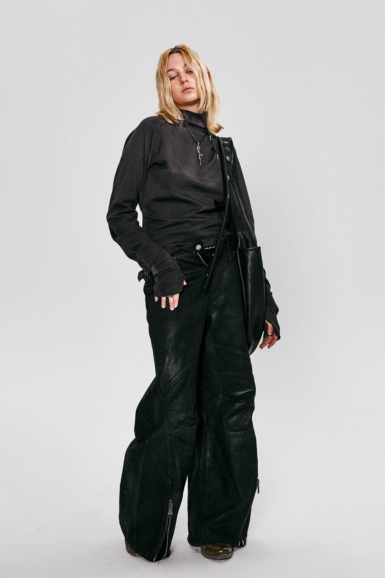 FLYERRER High Neck Slim-Fit Long-Sleeve Tee, premium urban and streetwear designers apparel on PROJECTISR.com, FLYERRER