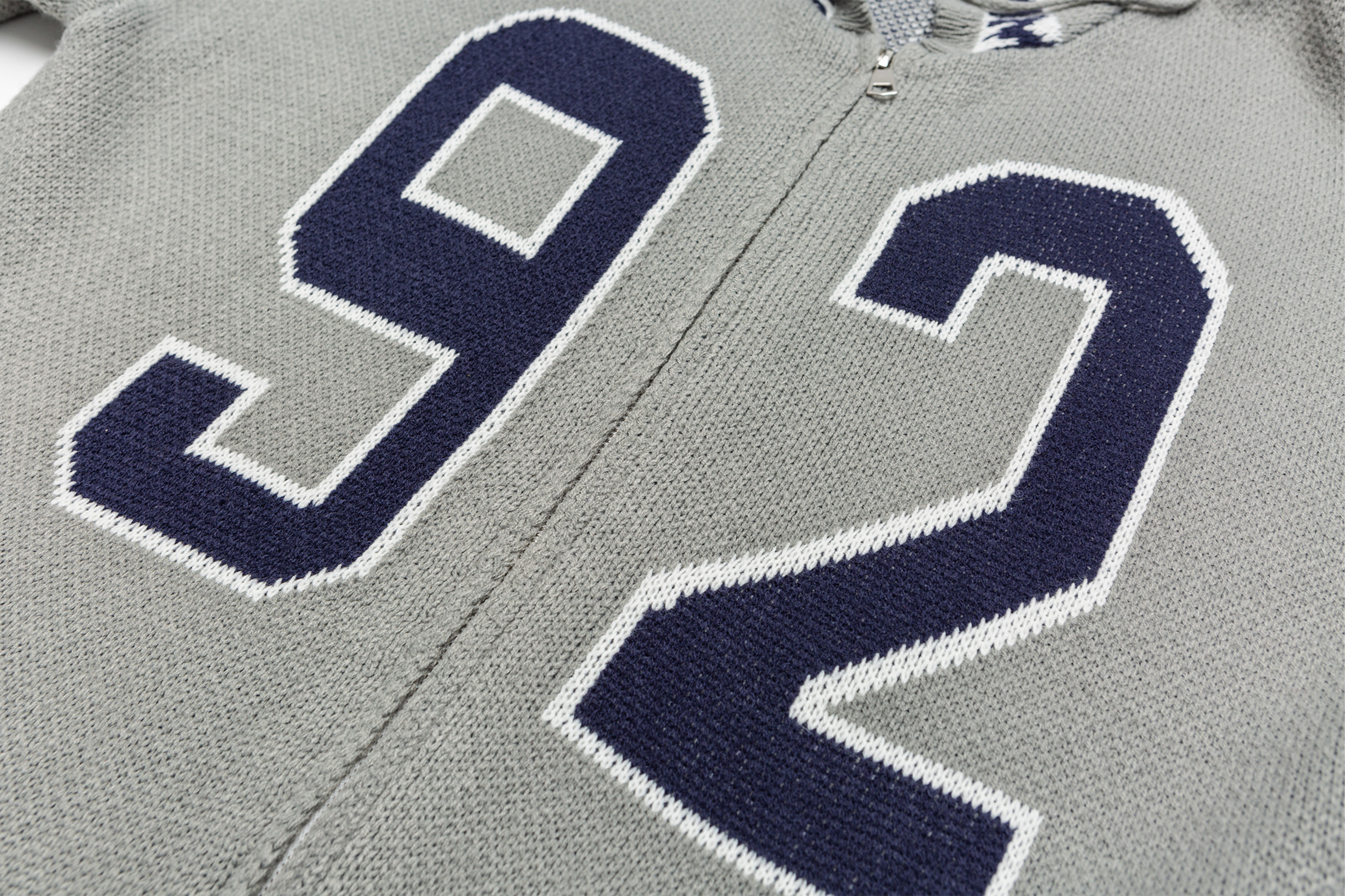 ME DA IGUAL Number-Jacquard Knit Zip Hoodie