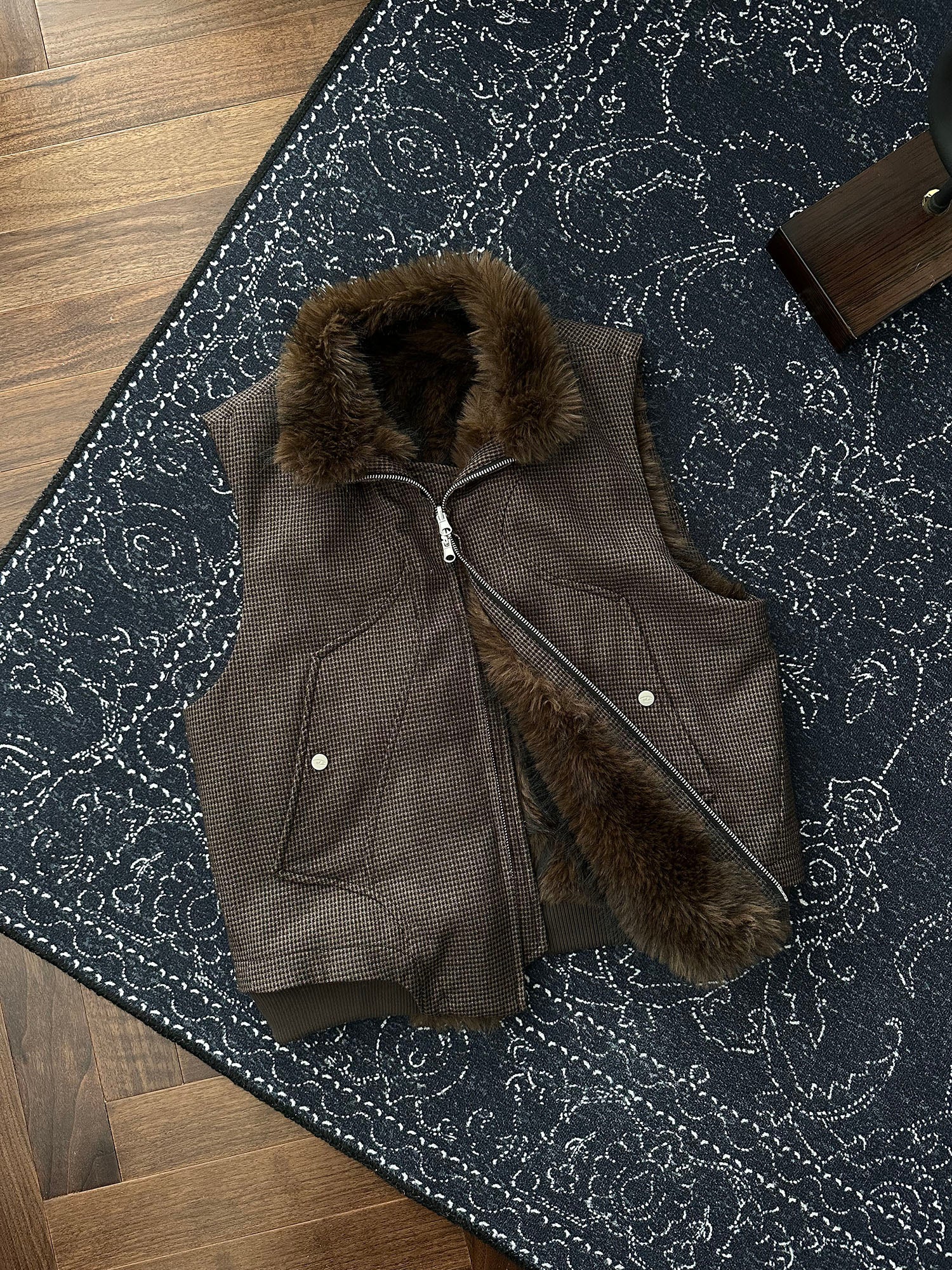 CATSSTAC Reversible Plaid Faux Fur Vest, premium urban and streetwear designers apparel on PROJECTISR.com, PROJECTISR US