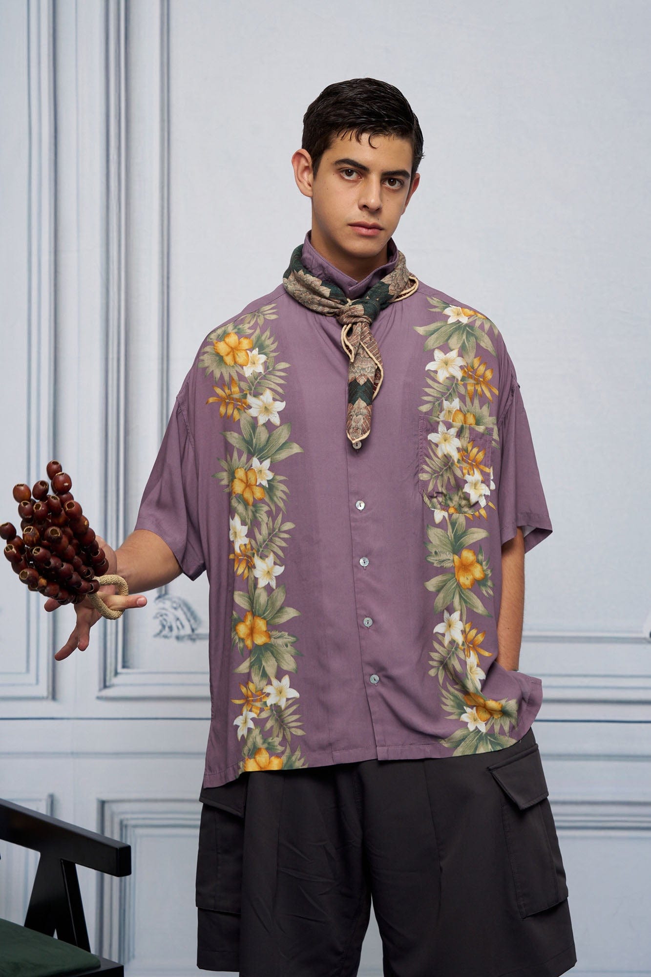 UNLIMITED MOTE Tropical Floral Cuban Hawaii Half Shirt, premium urban and streetwear designers apparel on PROJECTISR.com, UNLIMITED MOTE
