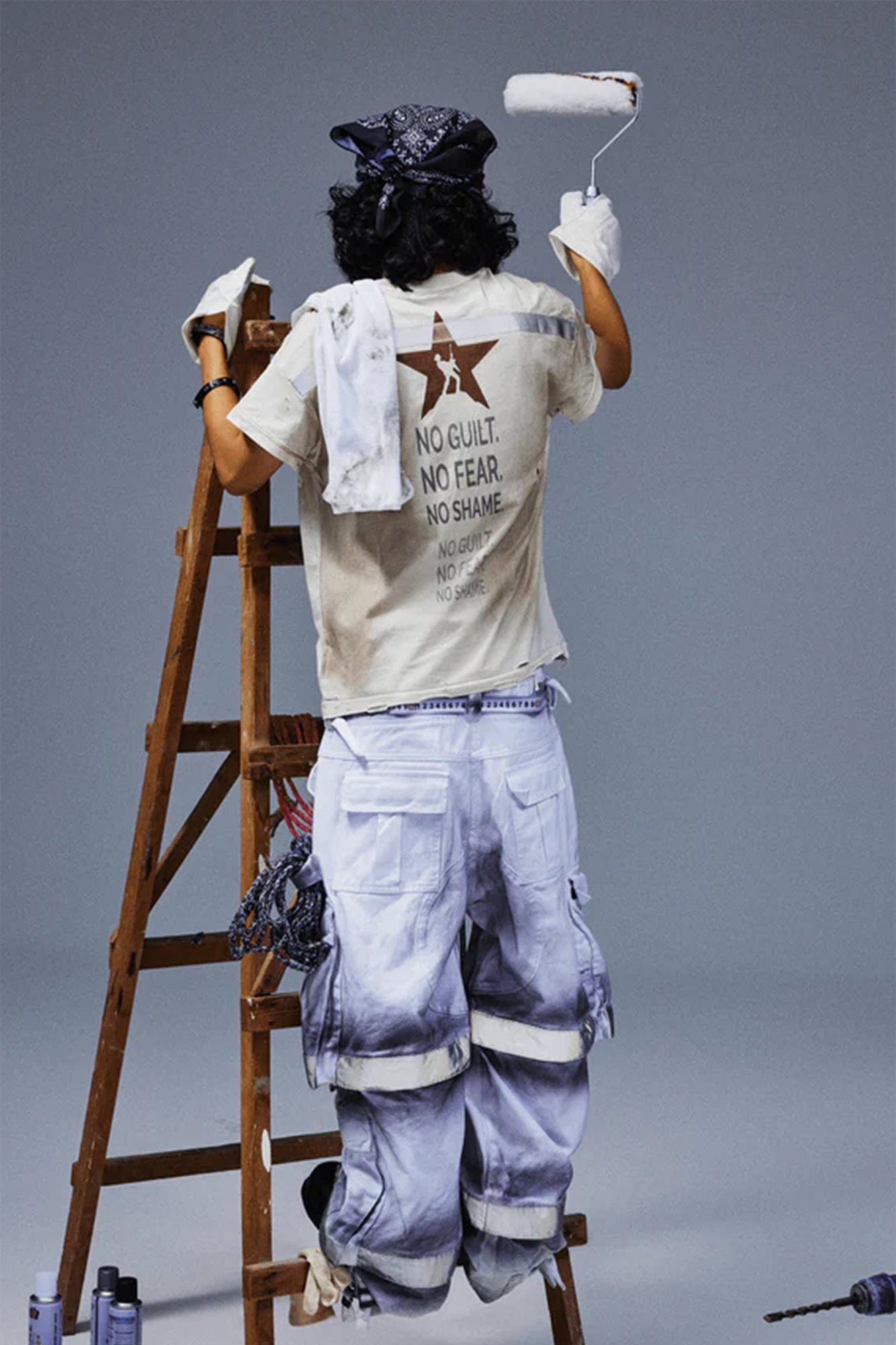TECNINEGROUP Washed Detachable Reflective Firefighter Cargo Pants White