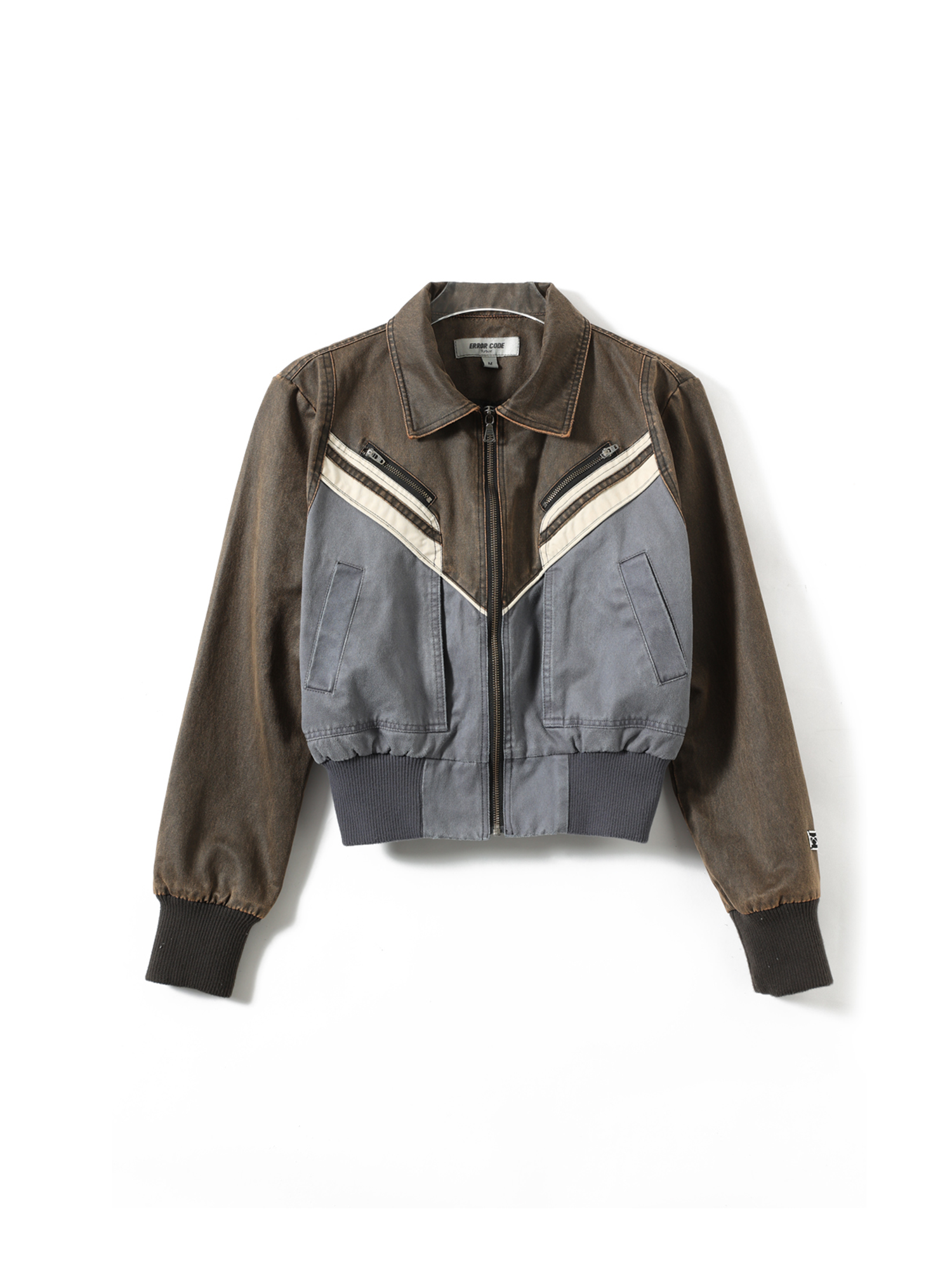 ERROR CODE ROBOT Contrast V-Stripe Washed Short Jacket