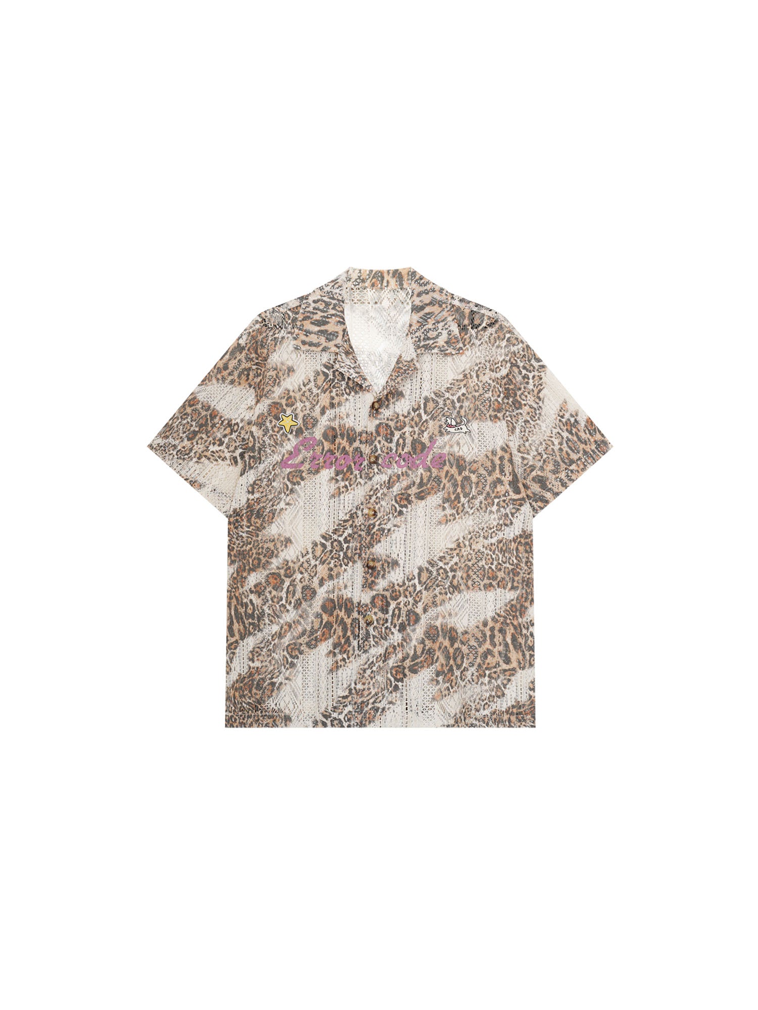 ERROR CODE ROBOT Leopard Full-Print Cutout Half Shirt
