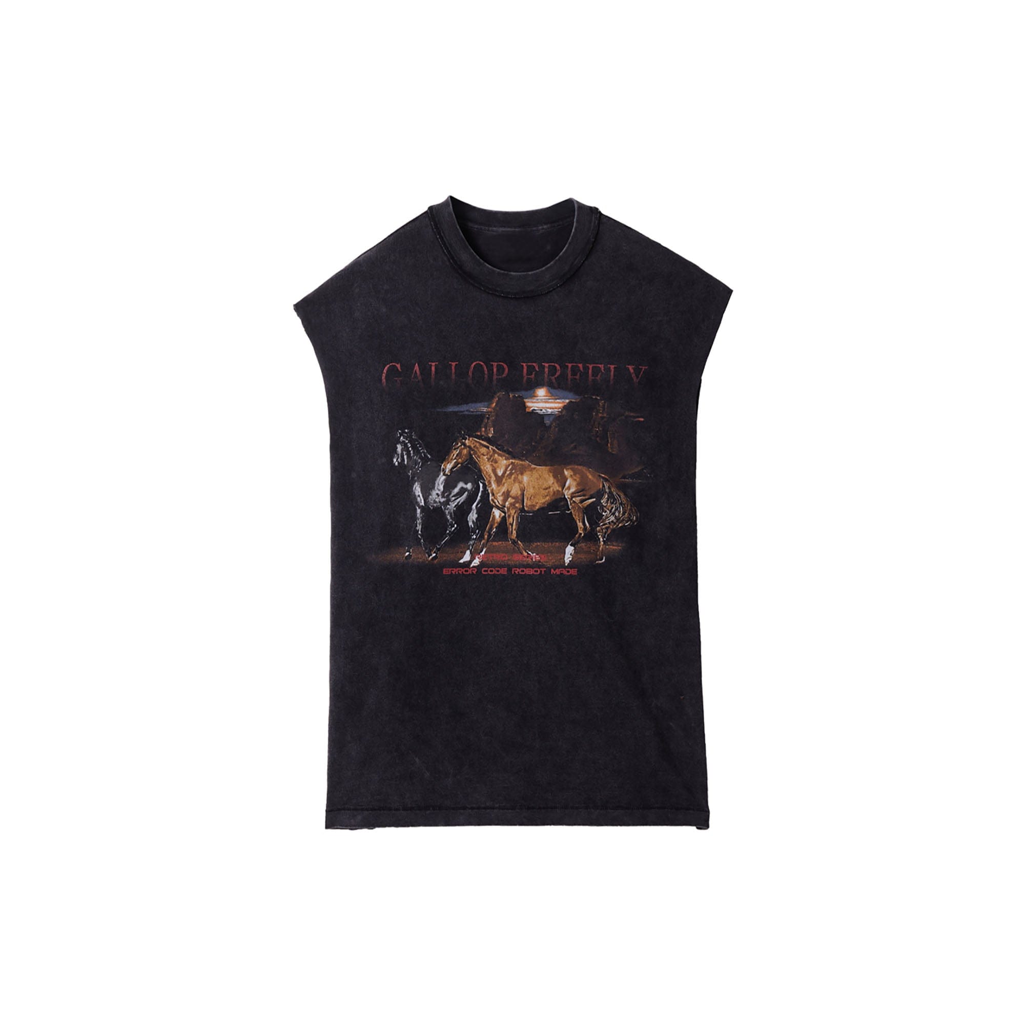 ERROR CODE ROBOT Distressed Animal-Print Sleeveless Tee, premium urban and streetwear designers apparel on PROJECTISR.com, ERROR CODE ROBOT