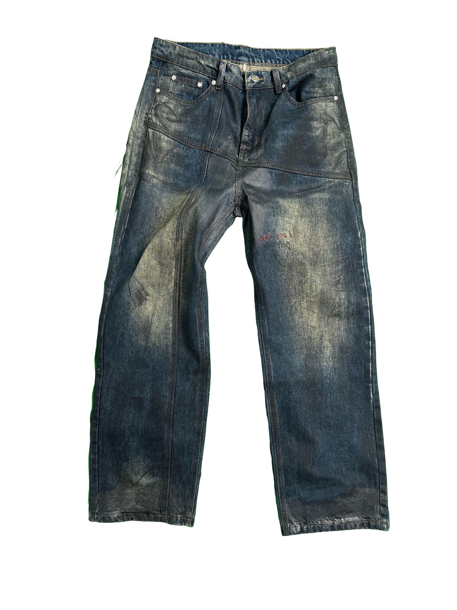 VINKID Asymmetrical Spliced Distressed Jeans, premium urban and streetwear designers apparel on PROJECTISR.com, VINKID
