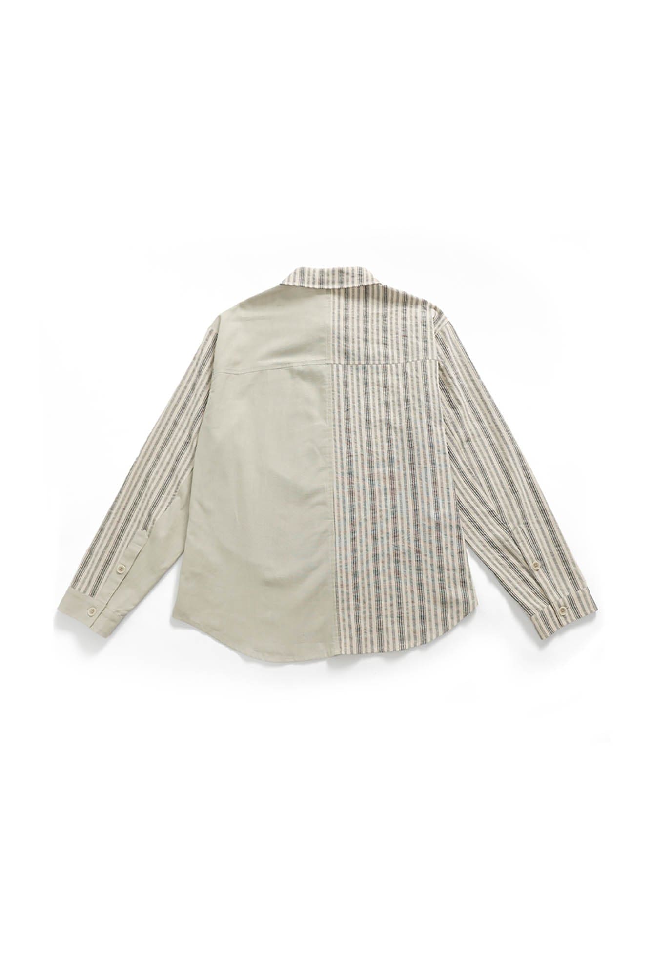 ERROR CODE ROBOT Paneled Striped Spliced Shirt, premium urban and streetwear designers apparel on PROJECTISR.com, ERROR CODE ROBOT