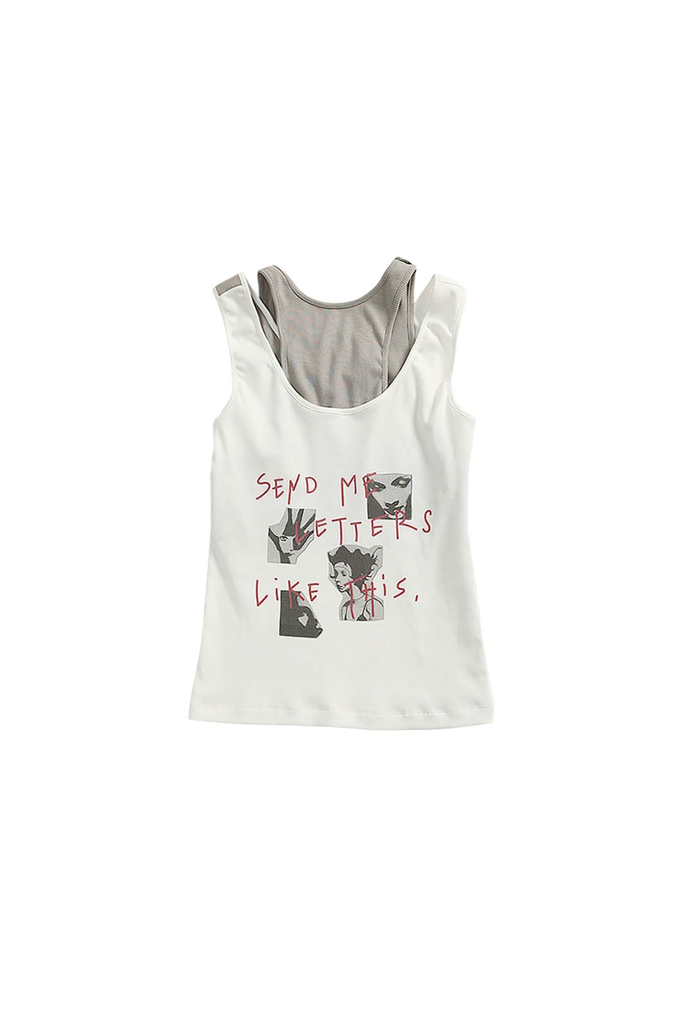 ERROR CODE ROBOT Sketch Collage Asymmetrical Layered Tank Top, premium urban and streetwear designers apparel on PROJECTISR.com, ERROR CODE ROBOT