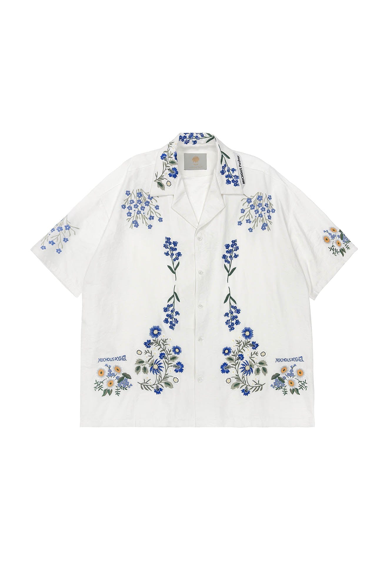 MIICHOUS Floral Embroidered Cuban Half Shirt