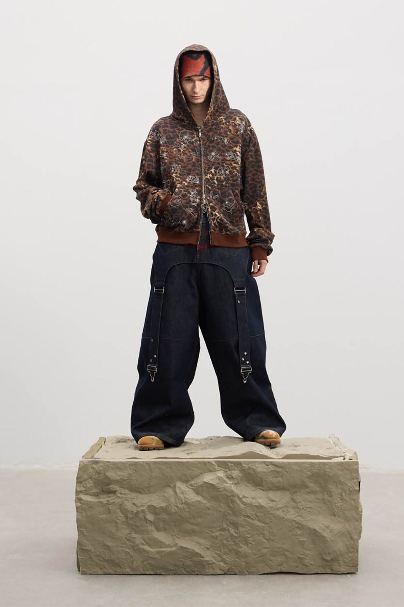 DND4DES Cartoon Rhinestone Leopard Zip-Up Hoodie, premium urban and streetwear designers apparel on PROJECTISR.com, DND4DES