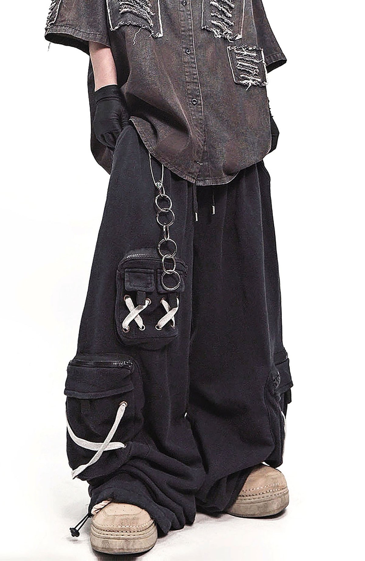 UUCSCC Retro Multi-Pocket Wide-Leg Cargo Pants