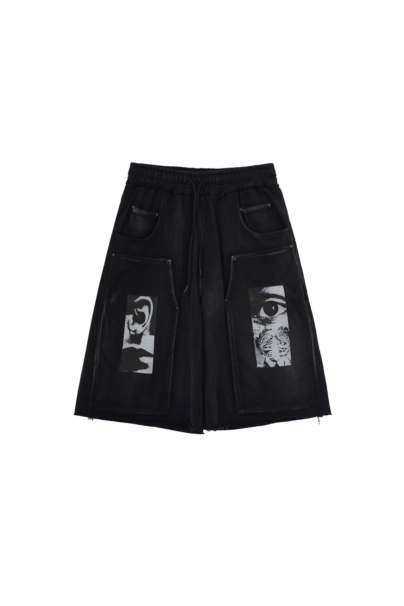 ERROR CODE ROBOT Distressed Double-Knee Rivet Shorts