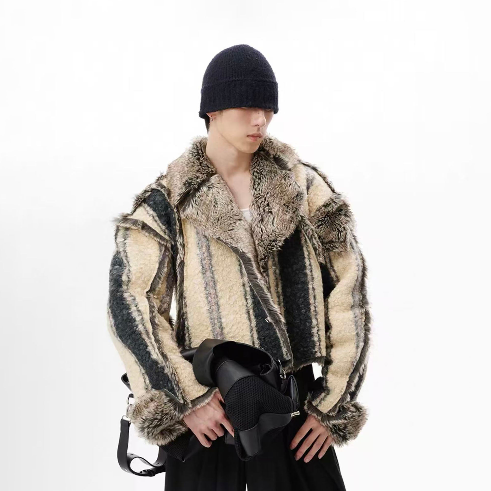 TUIMU Reversible Faux Fur Cropped Jacket, premium urban and streetwear designers apparel on PROJECTISR.com, TUIMU