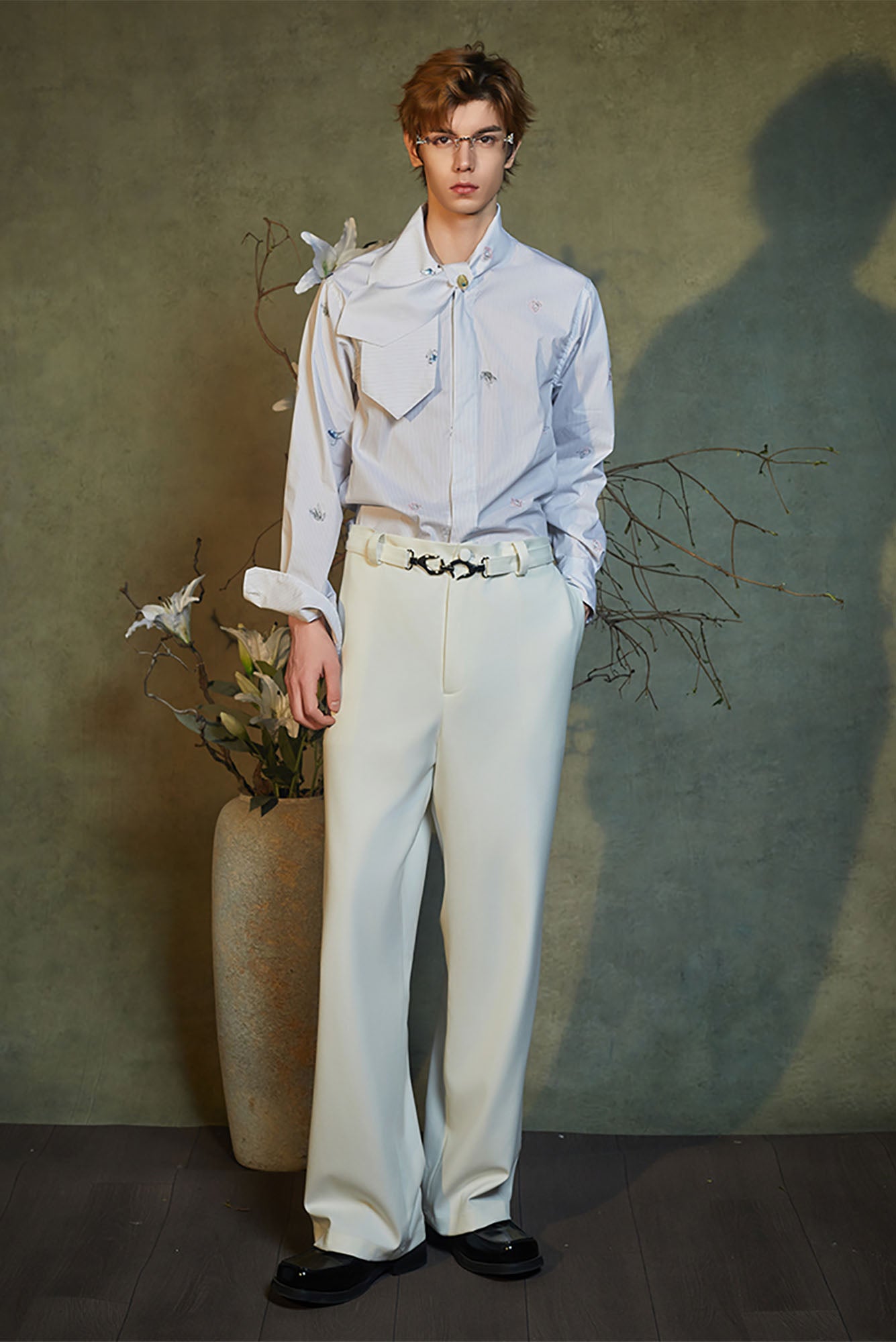 JIECHI Essential Chain-Belt Straight-Leg Trousers, premium urban and streetwear designers apparel on PROJECTISR.com, JIECHI