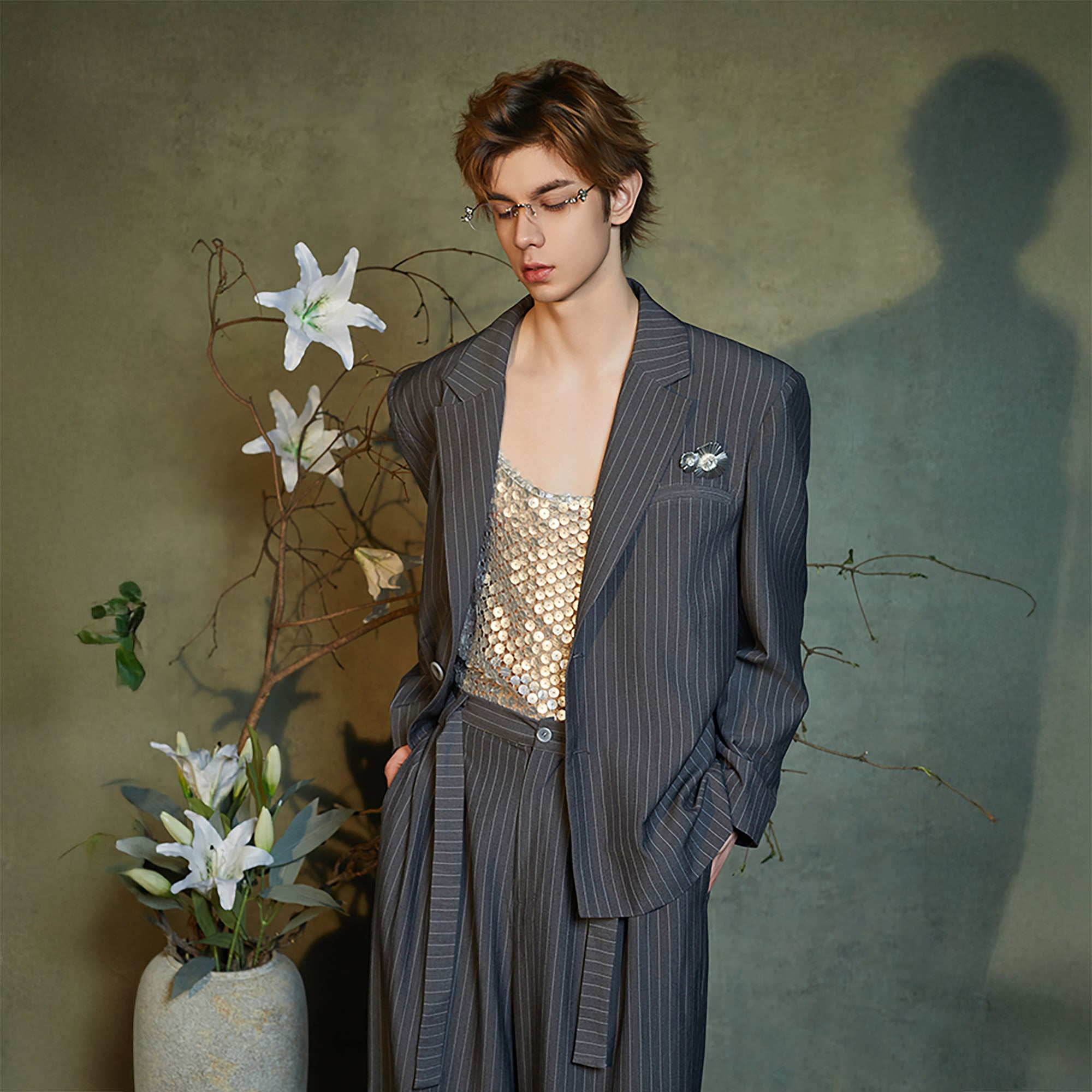 JIECHI Classic Pinstriped Blazer, premium urban and streetwear designers apparel on PROJECTISR.com, JIECHI