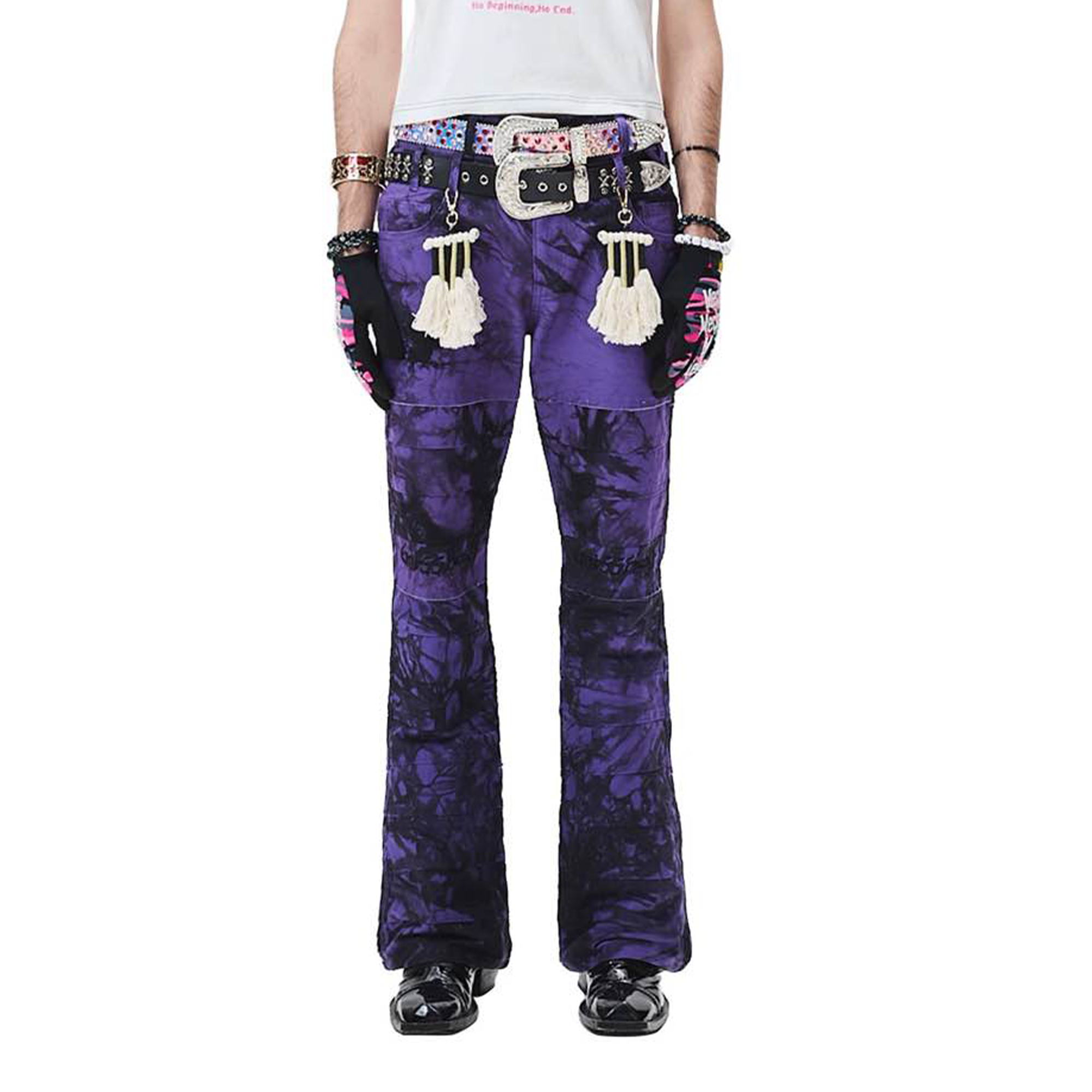 ERISSTOFF Tie-Dye Dual-Waist Flared Jeans
