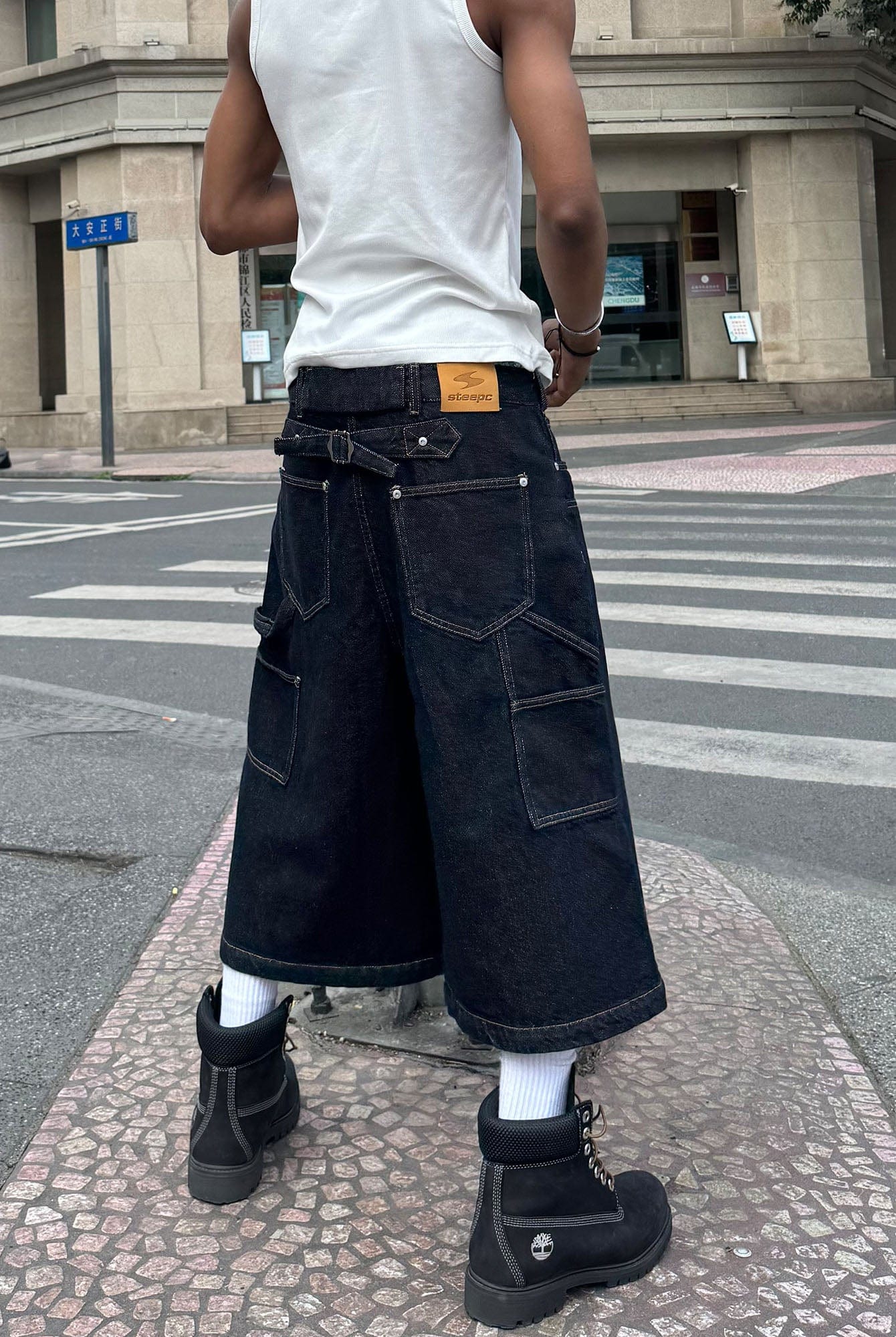 STEEPC Double-Knee Raw Denim Short, premium urban and streetwear designers apparel on PROJECTISR.com, STEEPC
