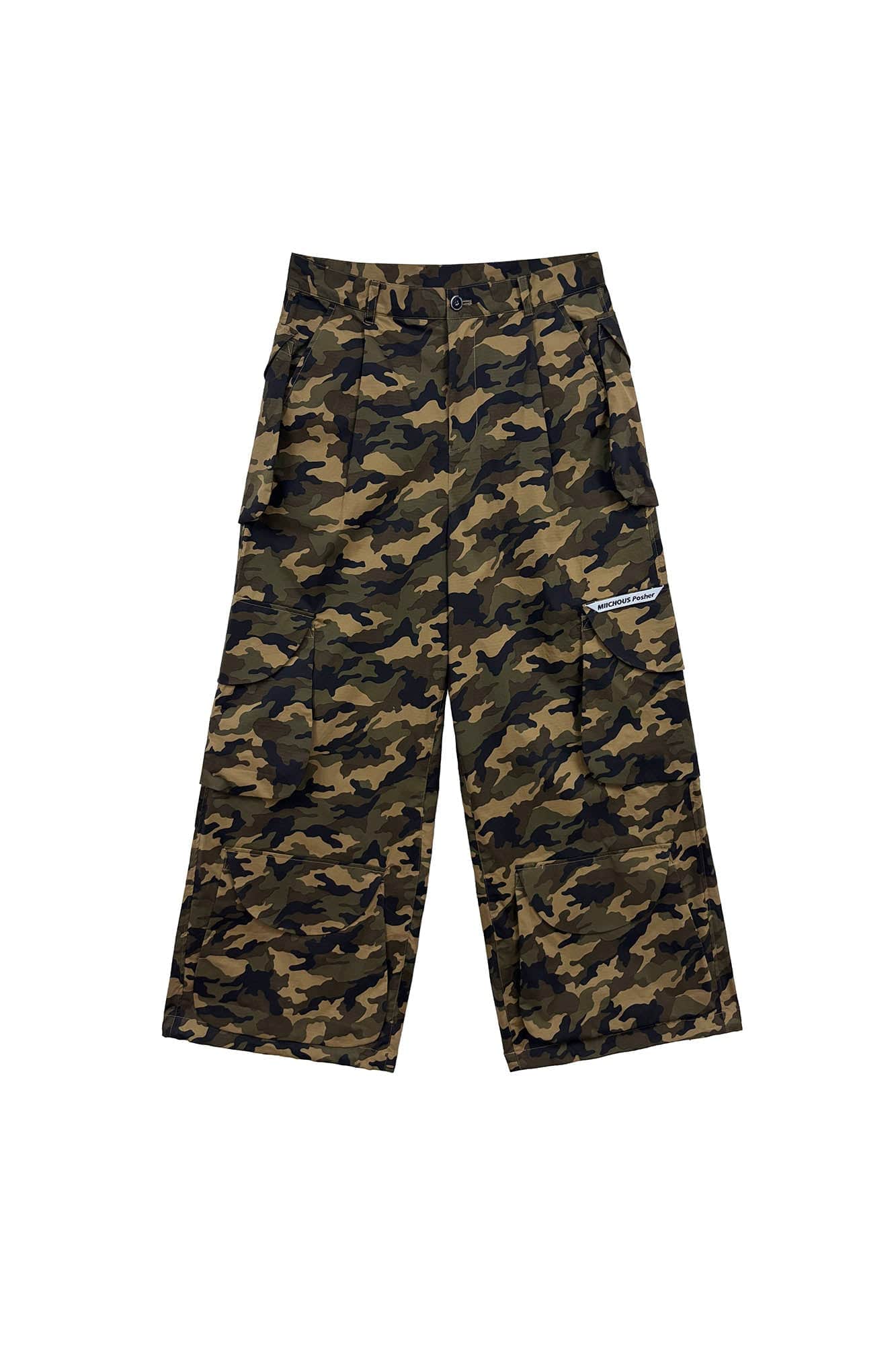 MIICHOUS Camo Wide-Leg Cargo Pants, premium urban and streetwear designers apparel on PROJECTISR.com, Miichous