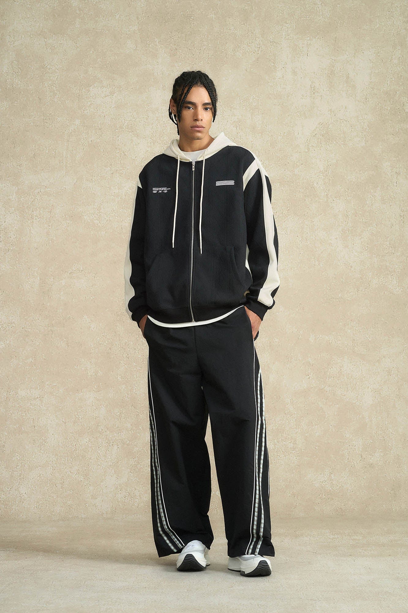 BONELESS Jacquard Contrast Paneled Hooded Jacket, premium urban and streetwear designers apparel on PROJECTISR.com, BONELESS