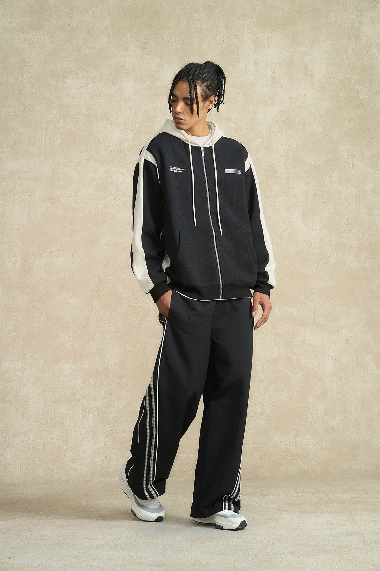 BONELESS Jacquard Contrast Paneled Hooded Jacket, premium urban and streetwear designers apparel on PROJECTISR.com, BONELESS