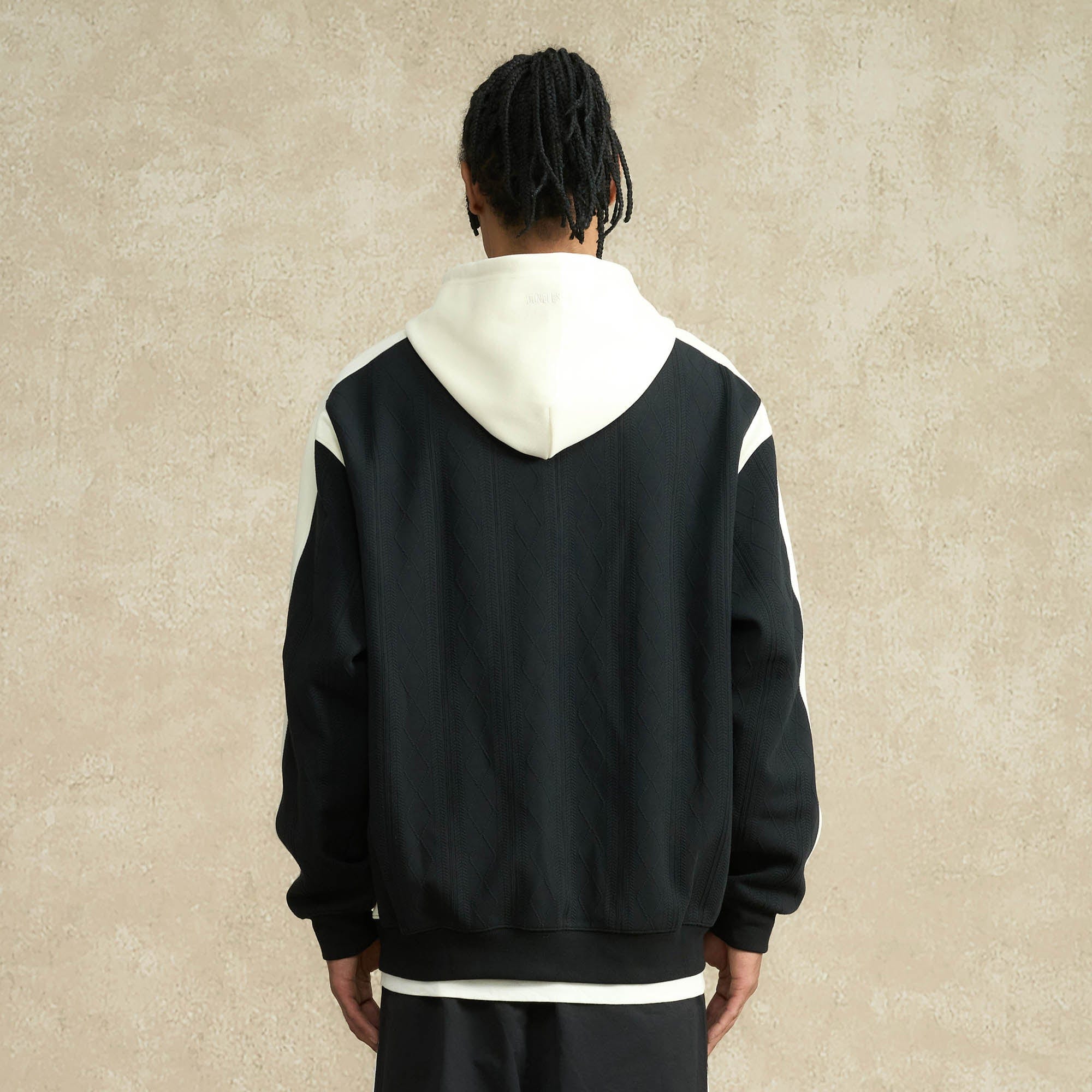 BONELESS Jacquard Contrast Paneled Hooded Jacket, premium urban and streetwear designers apparel on PROJECTISR.com, BONELESS