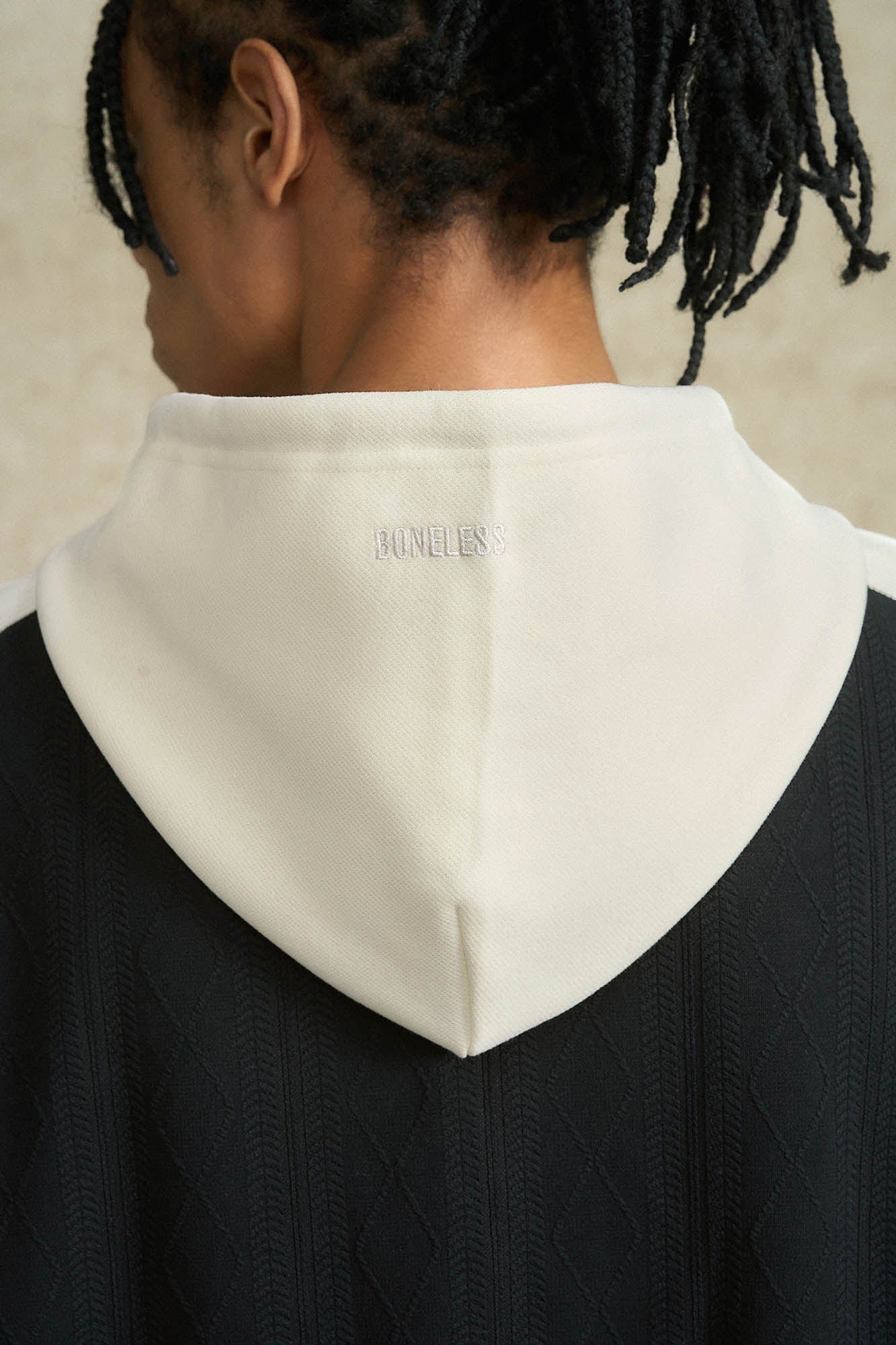 BONELESS Jacquard Contrast Paneled Hooded Jacket, premium urban and streetwear designers apparel on PROJECTISR.com, BONELESS
