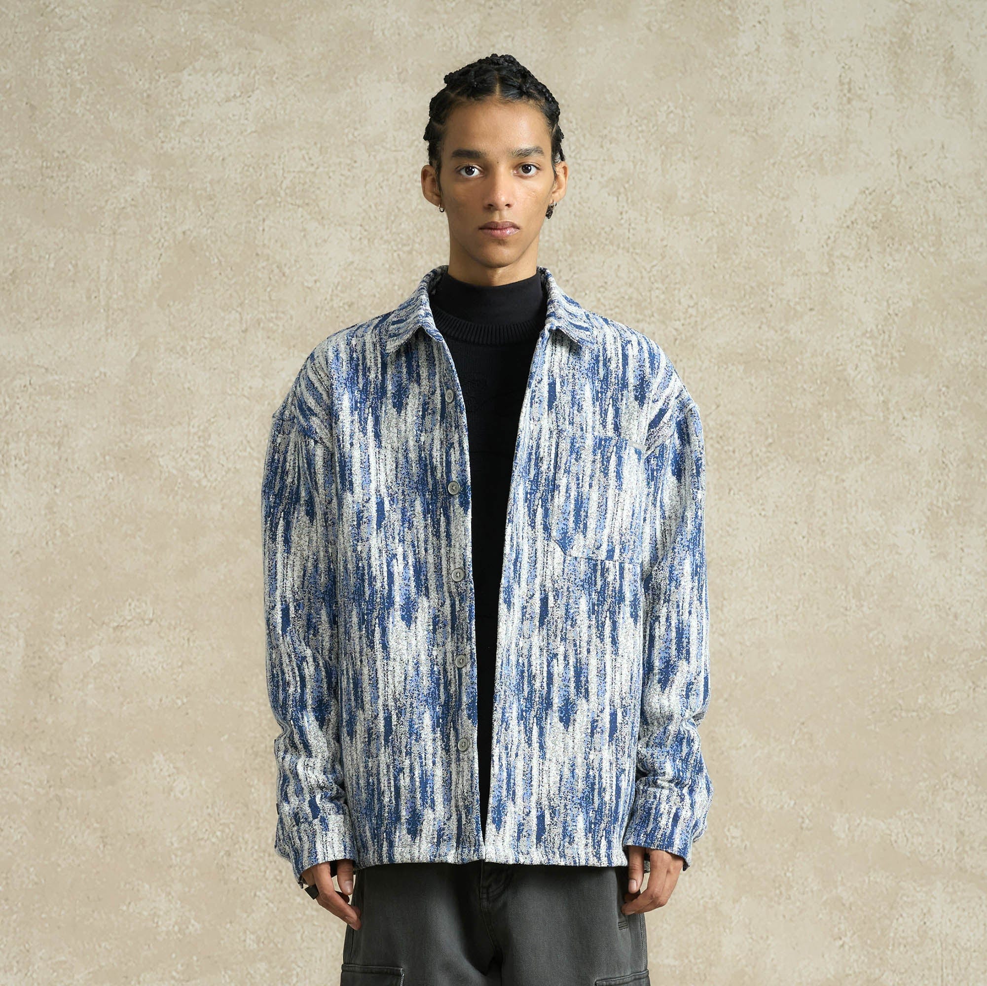 BONELESS Jacquard Button-Up Utility Jacket, premium urban and streetwear designers apparel on PROJECTISR.com, BONELESS