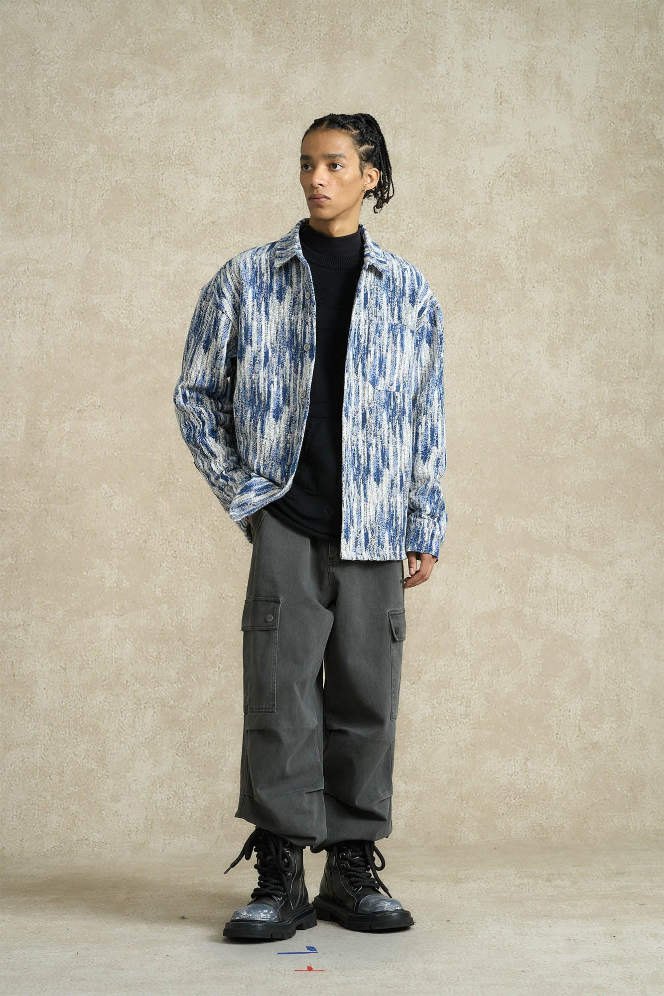BONELESS Jacquard Button-Up Utility Jacket, premium urban and streetwear designers apparel on PROJECTISR.com, BONELESS