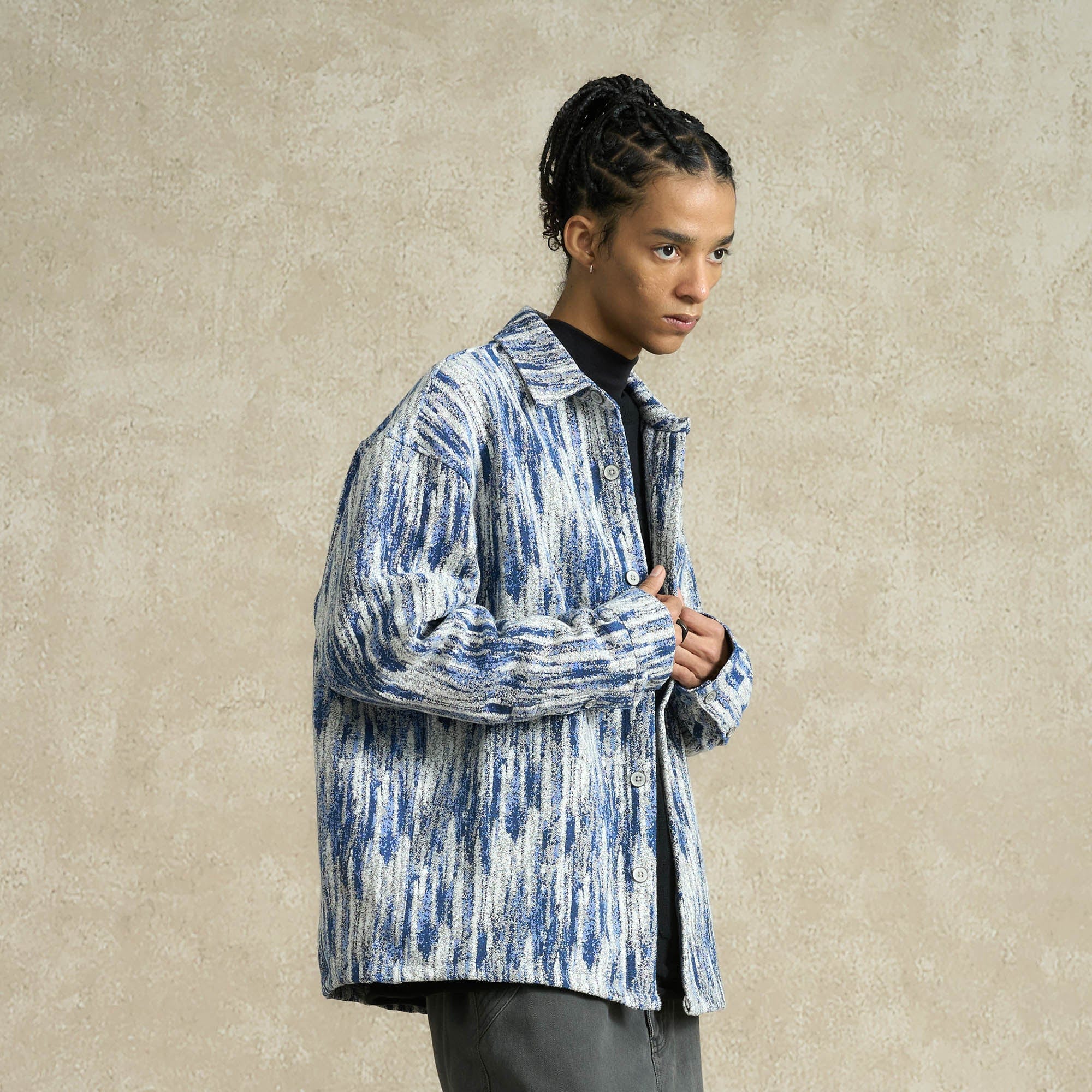 BONELESS Jacquard Button-Up Utility Jacket, premium urban and streetwear designers apparel on PROJECTISR.com, BONELESS