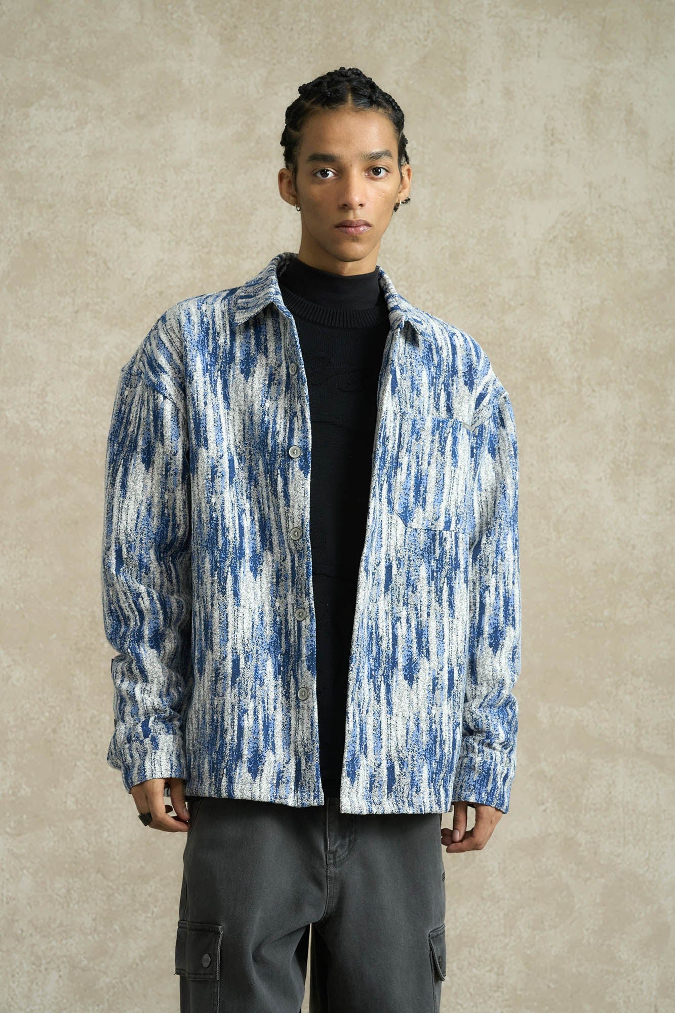 BONELESS Jacquard Button-Up Utility Jacket, premium urban and streetwear designers apparel on PROJECTISR.com, BONELESS