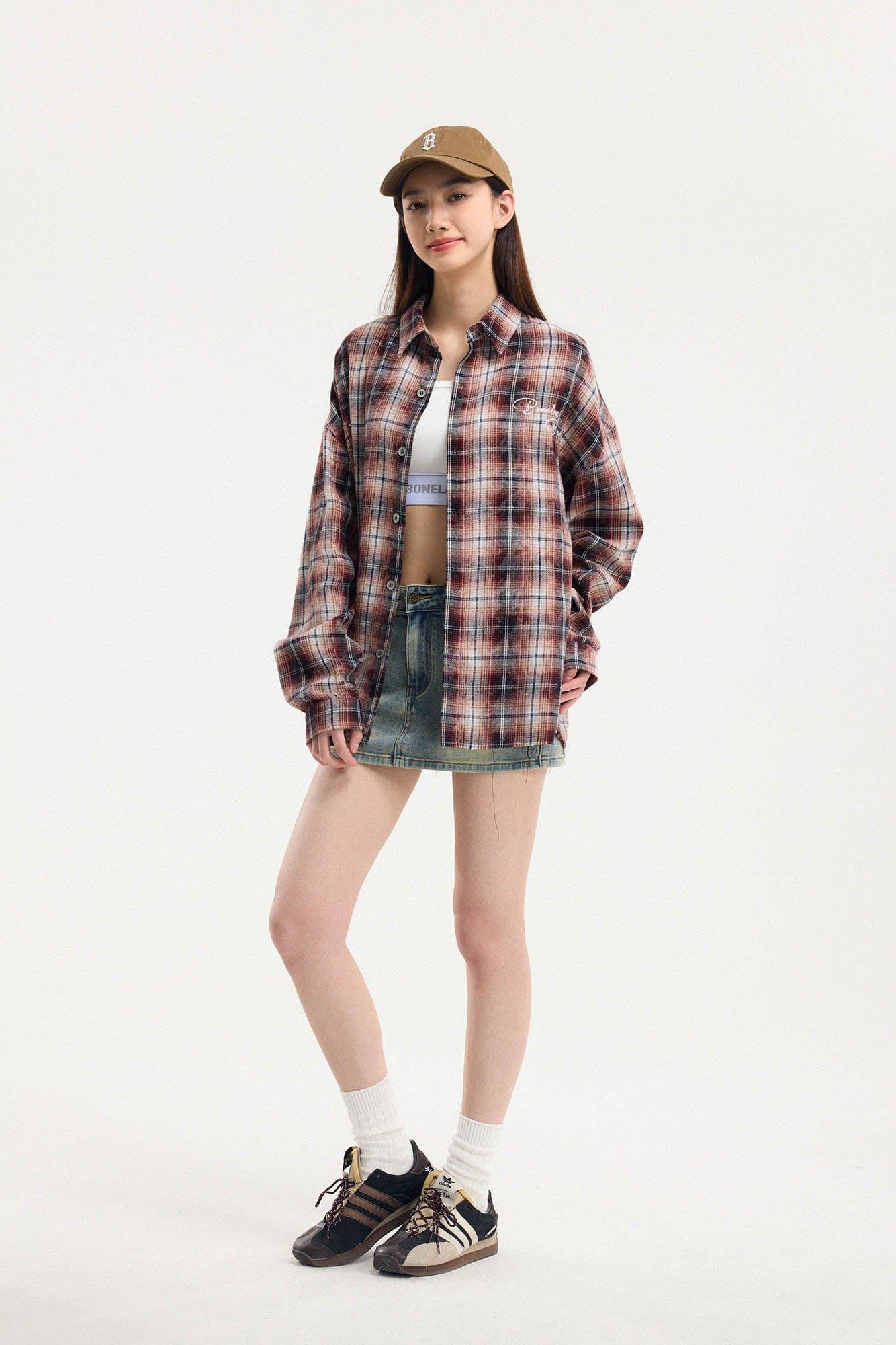 BONELESS Grunge Faded Check Band Patch Shirt, premium urban and streetwear designers apparel on PROJECTISR.com, BONELESS