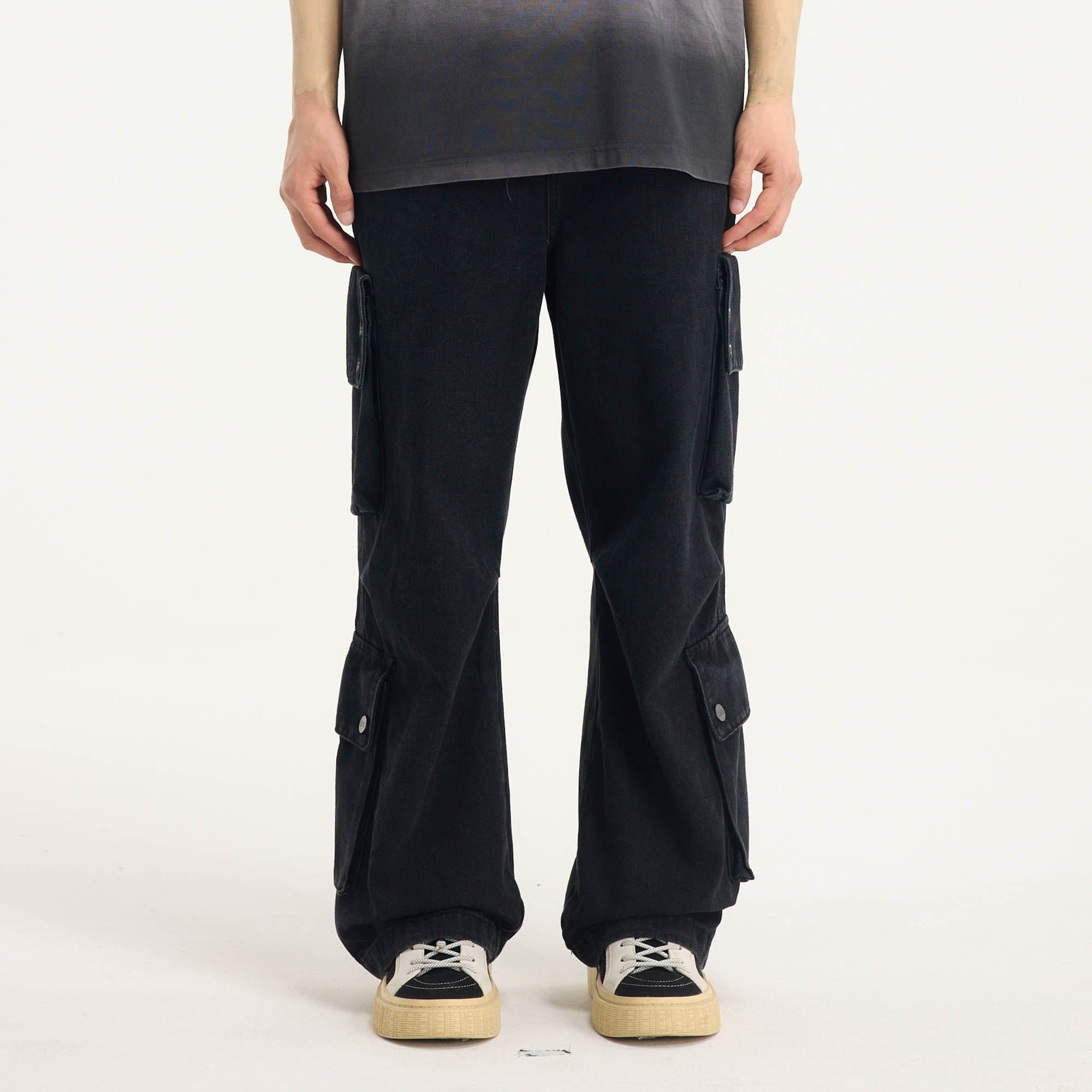 BONELESS Distressed Multi-Pocket Drawstring Cargo Jeans, premium urban and streetwear designers apparel on PROJECTISR.com, BONELESS