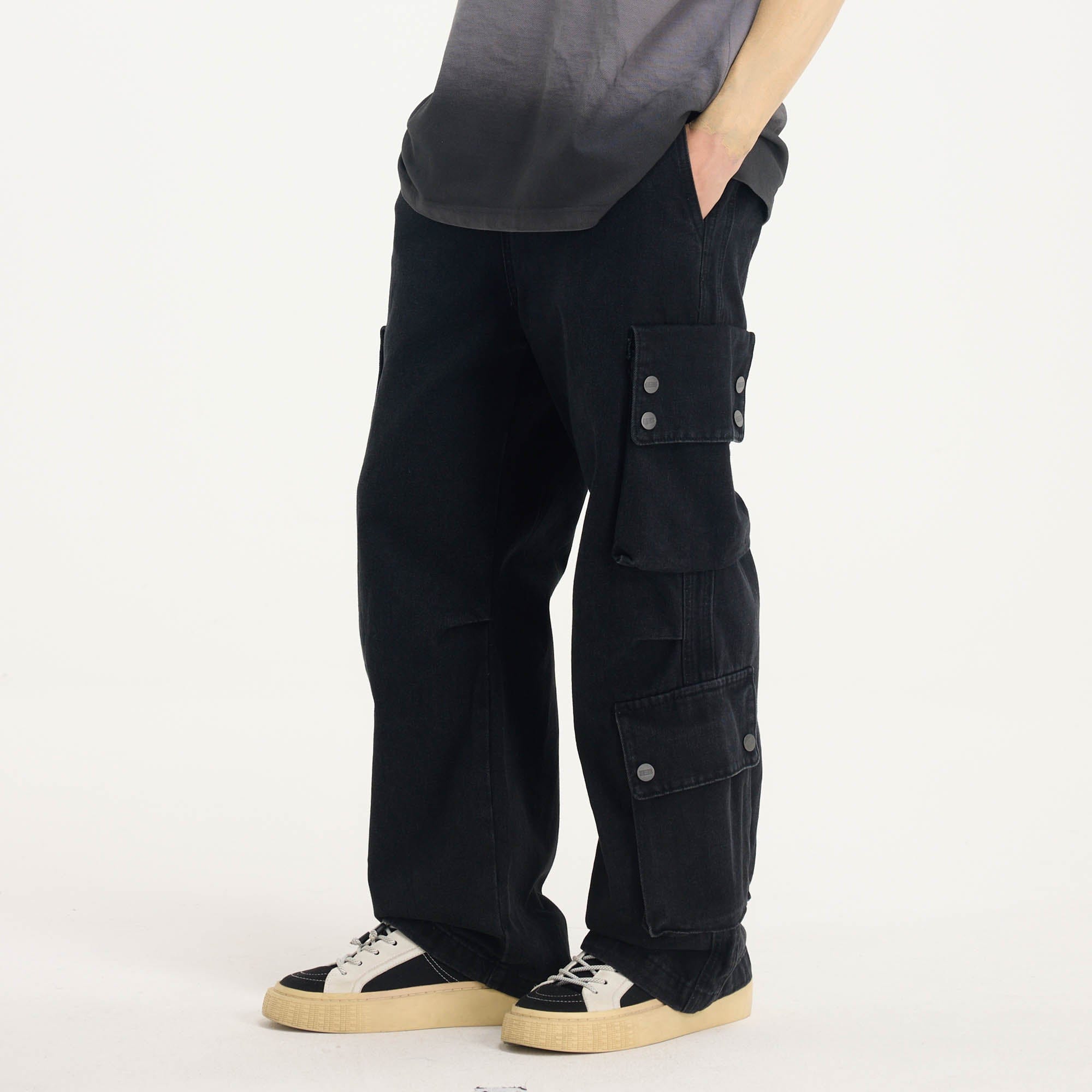 BONELESS Distressed Multi-Pocket Drawstring Cargo Jeans, premium urban and streetwear designers apparel on PROJECTISR.com, BONELESS