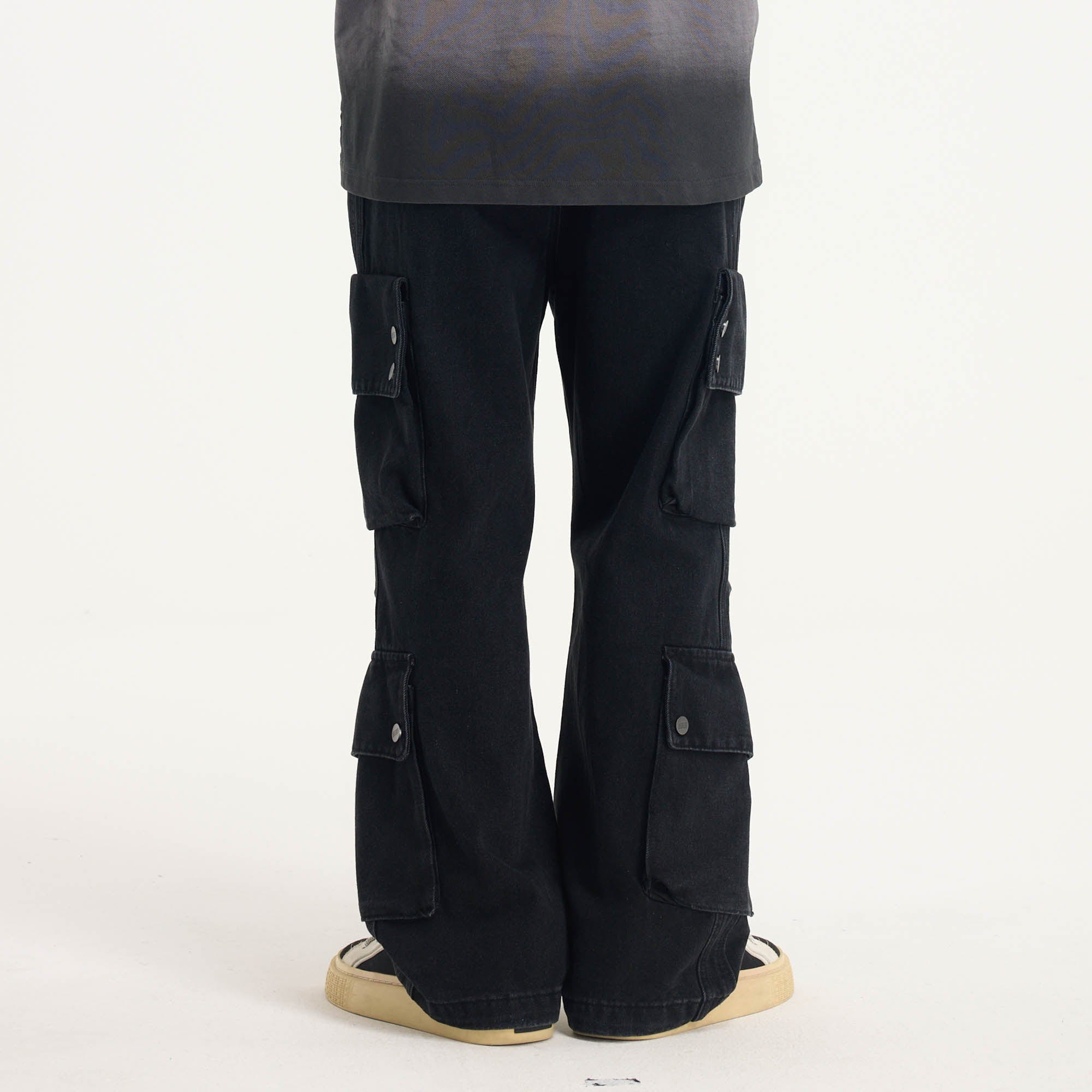 BONELESS Distressed Multi-Pocket Drawstring Cargo Jeans, premium urban and streetwear designers apparel on PROJECTISR.com, BONELESS