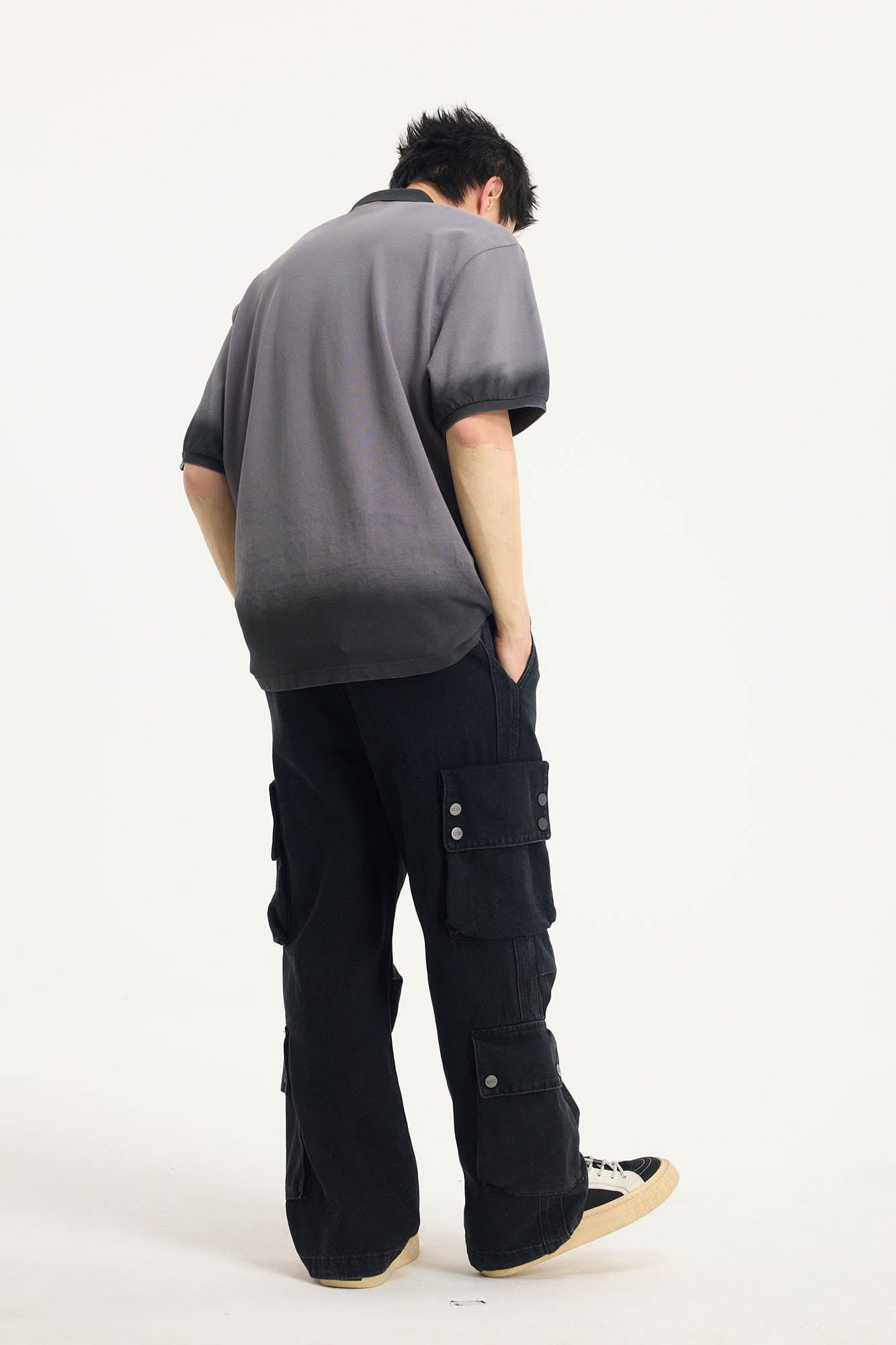 BONELESS Distressed Multi-Pocket Drawstring Cargo Jeans, premium urban and streetwear designers apparel on PROJECTISR.com, BONELESS
